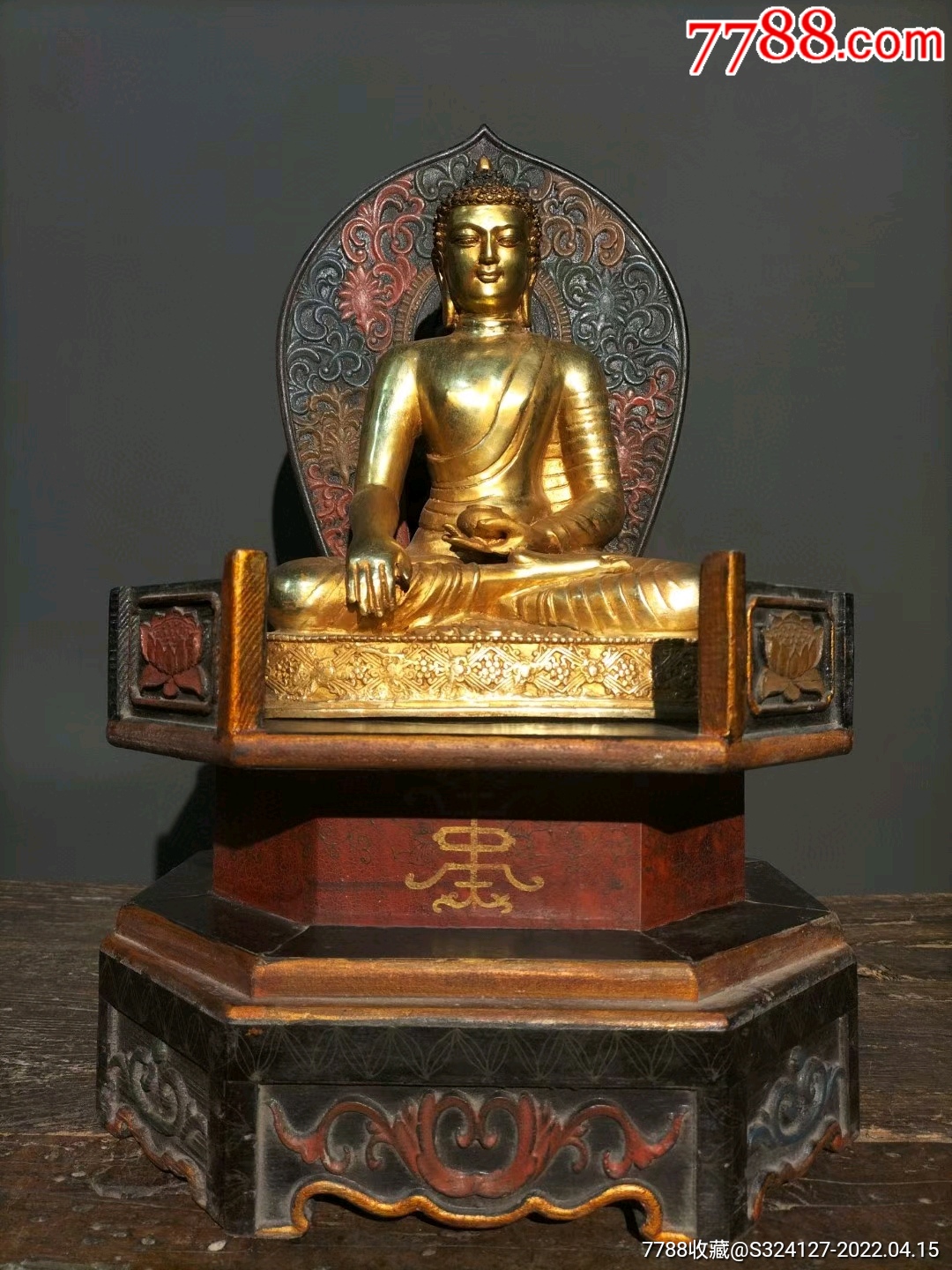 旧藏老漆器佛龛装藏纯铜释迦牟尼像一尊-佛像/造像-7788商城__七七八