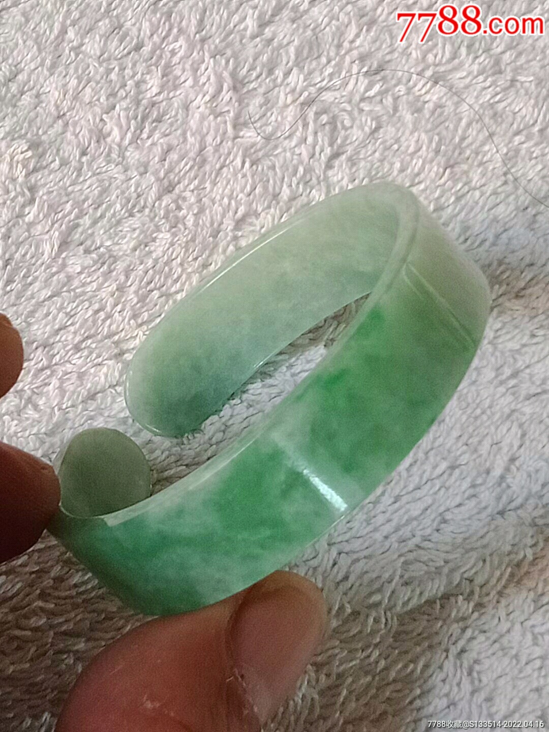 缅甸翡翠20362a阳绿扁条开口笑手镯送证书