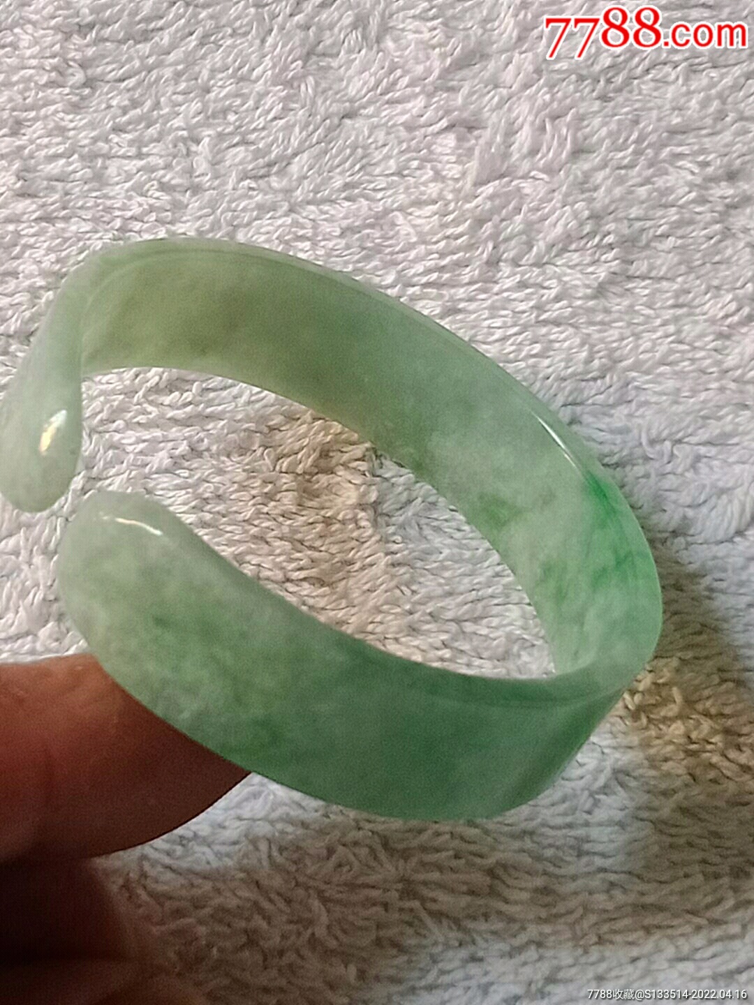 缅甸翡翠20362a阳绿扁条开口笑手镯送证书
