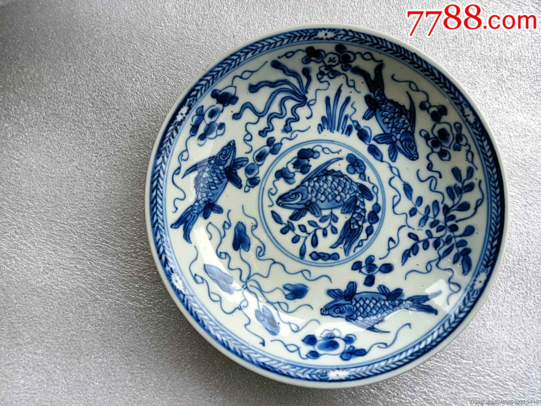 清康熙鱼藻纹撇口盘(一只)-青花瓷-7788商城__七七八八商品交易平台