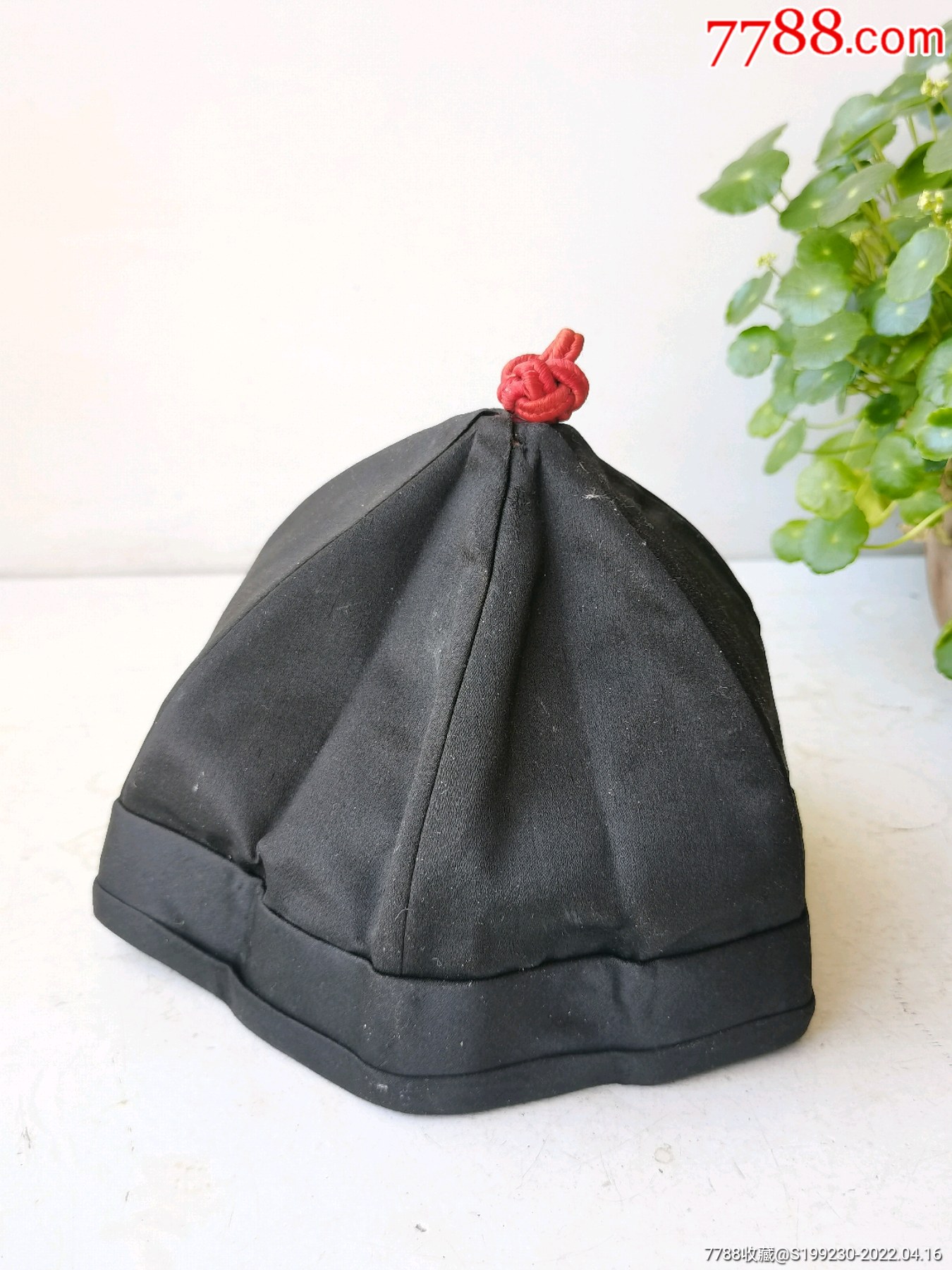 缎面红顶瓜皮帽北京马聚源老帽子老瓜皮帽