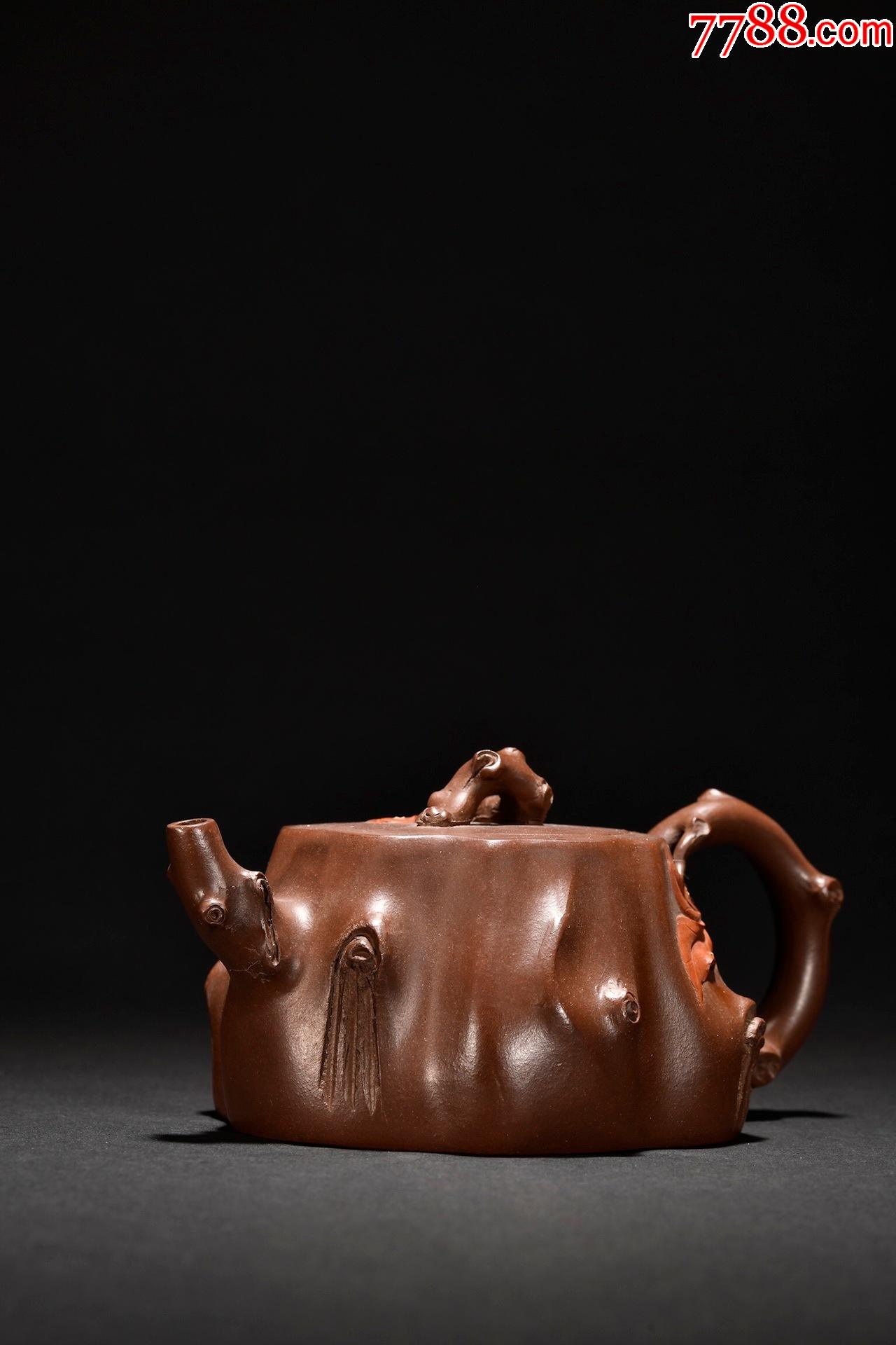 旧藏紫砂树桩形茶壶