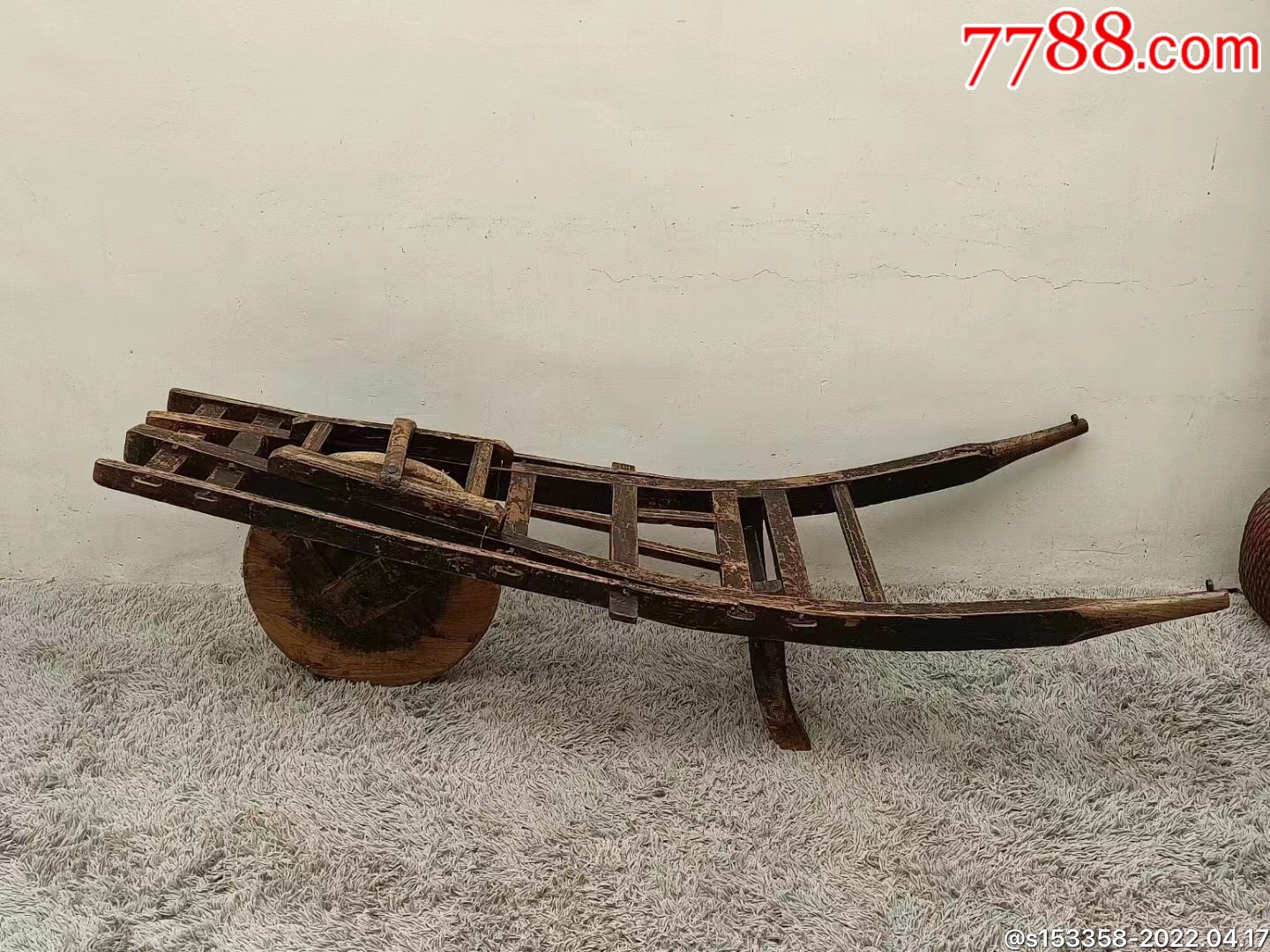 清代太平车榆木独轮车品相一流结实可正常使用民俗老物件怀旧收藏复古