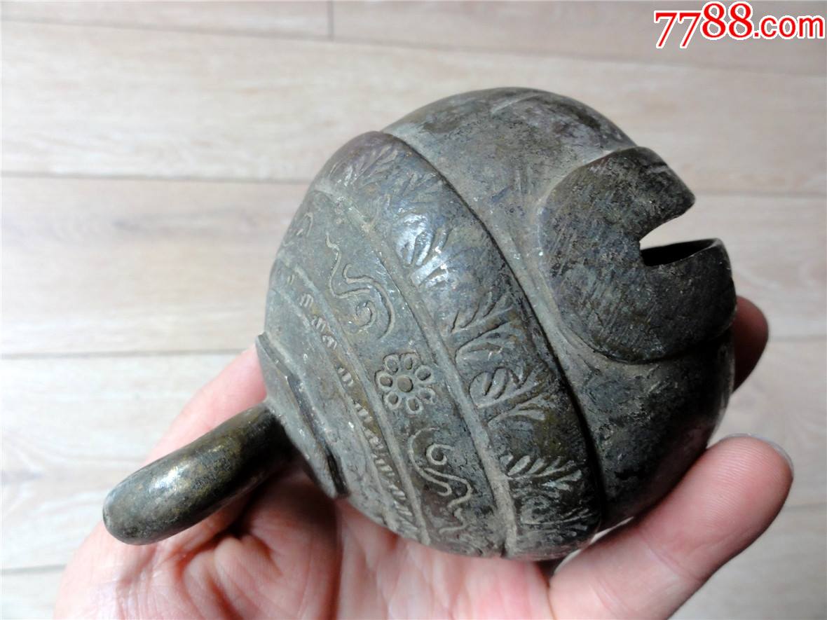 马帮遗旧2204b民国茶马古道厚料大号满工錾花铜铃铛435g