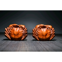 小叶黄杨木(工艺品)螃蟹(八方来财)长8cm宽6cm高3cm重136g685