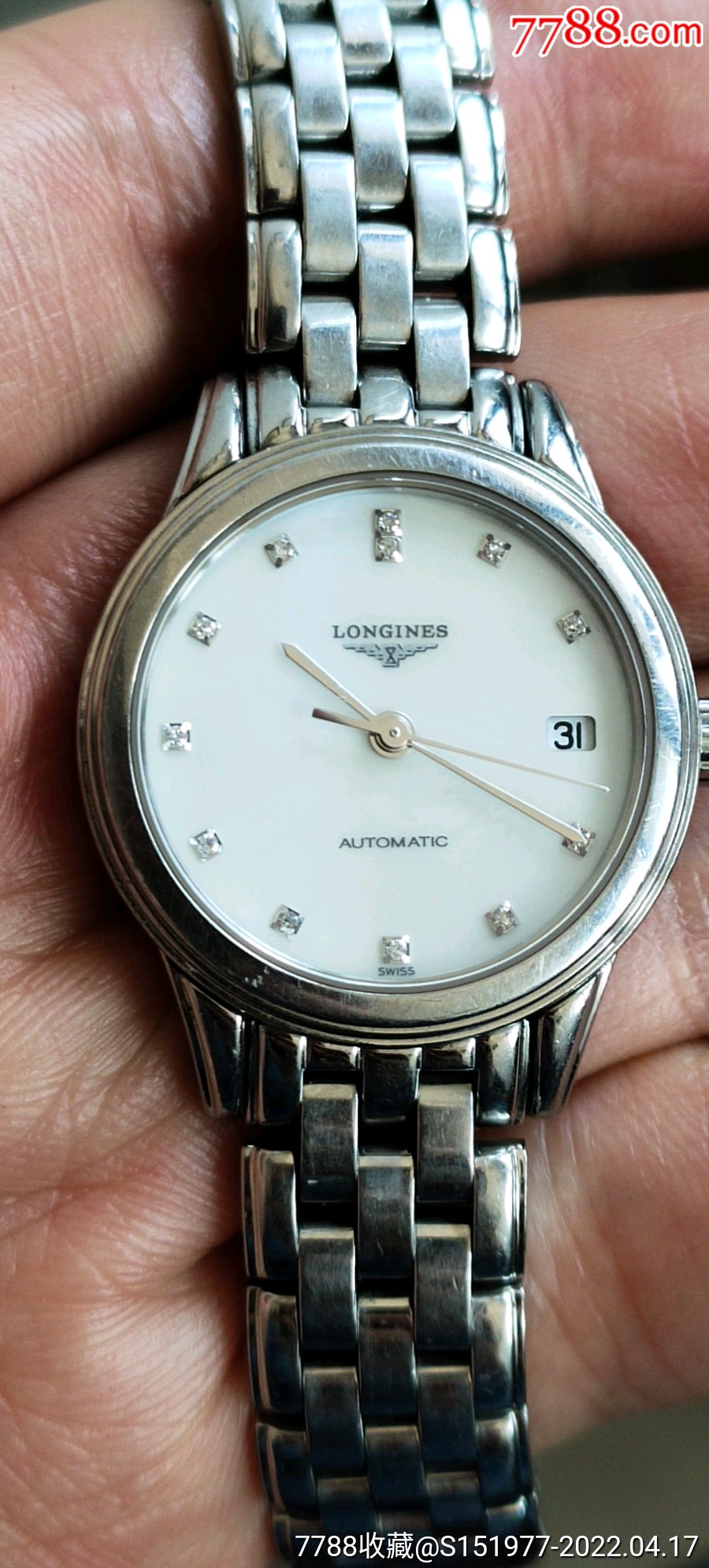 浪琴军旗系列女表成色好走时正常表径26天然贝母面钻石盘表带全