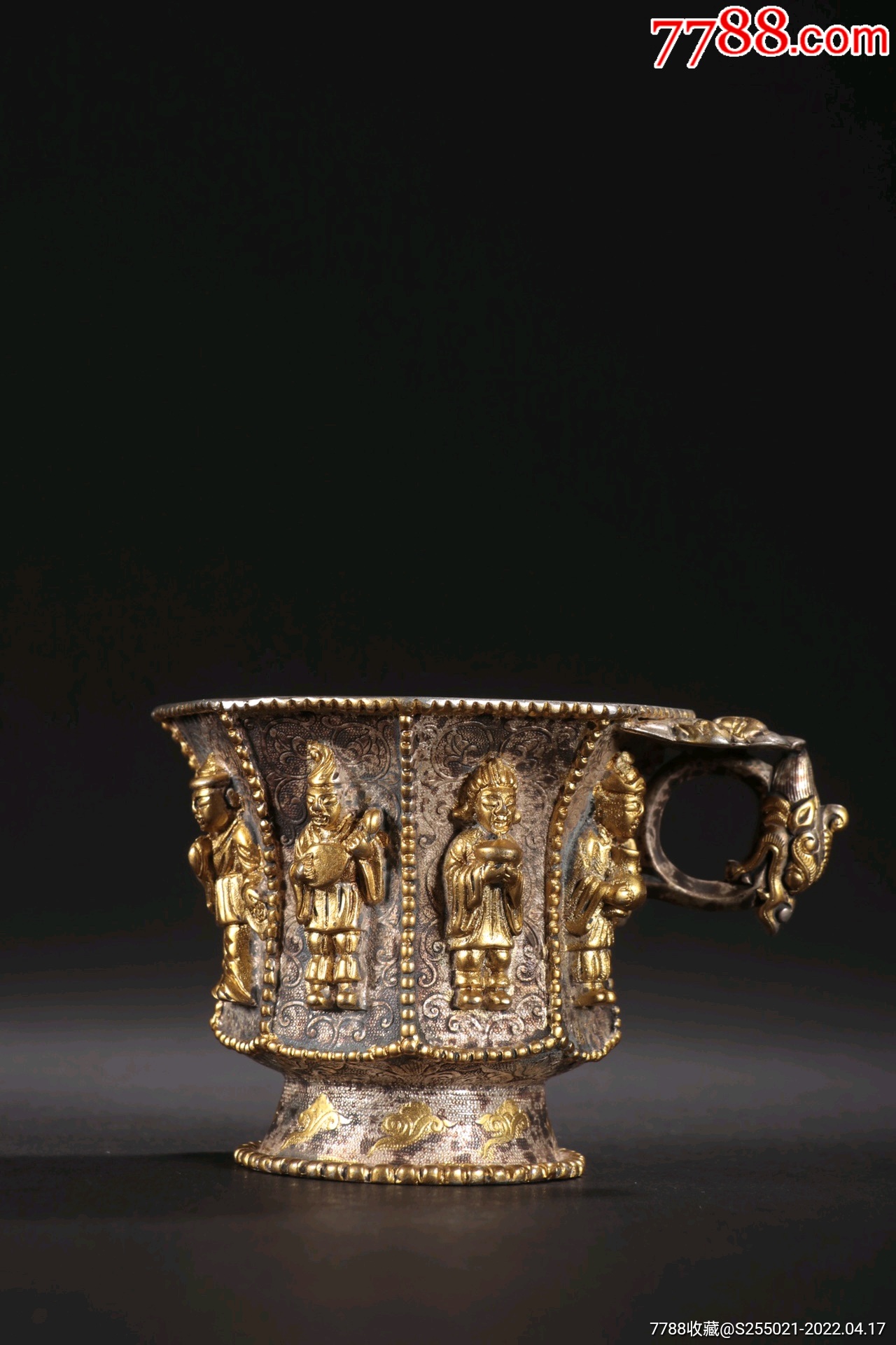 铜鎏金人物纹杯a21s18f