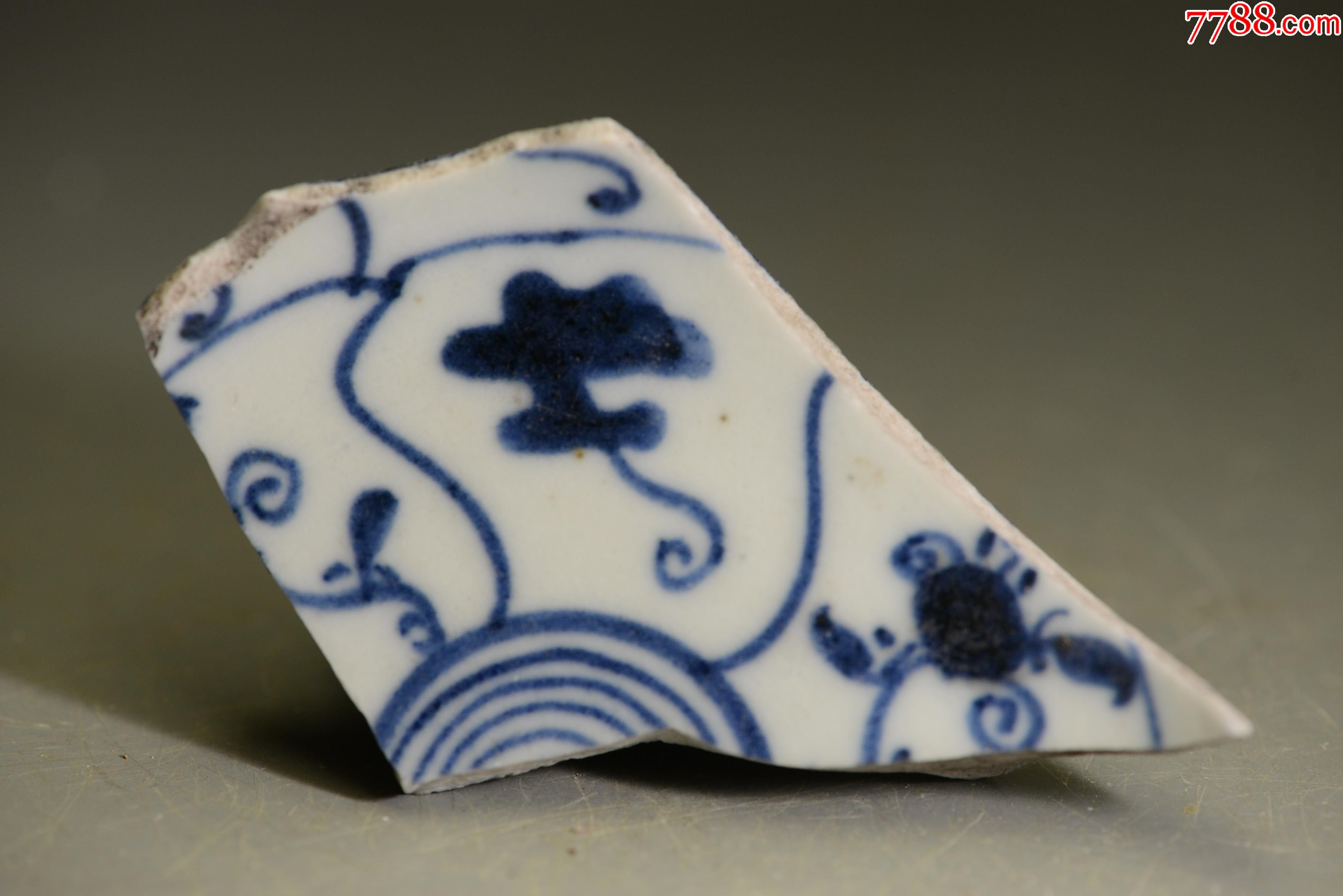 明青花灵芝纹堂名款标本博物馆科研教学专用考古发掘85厘米