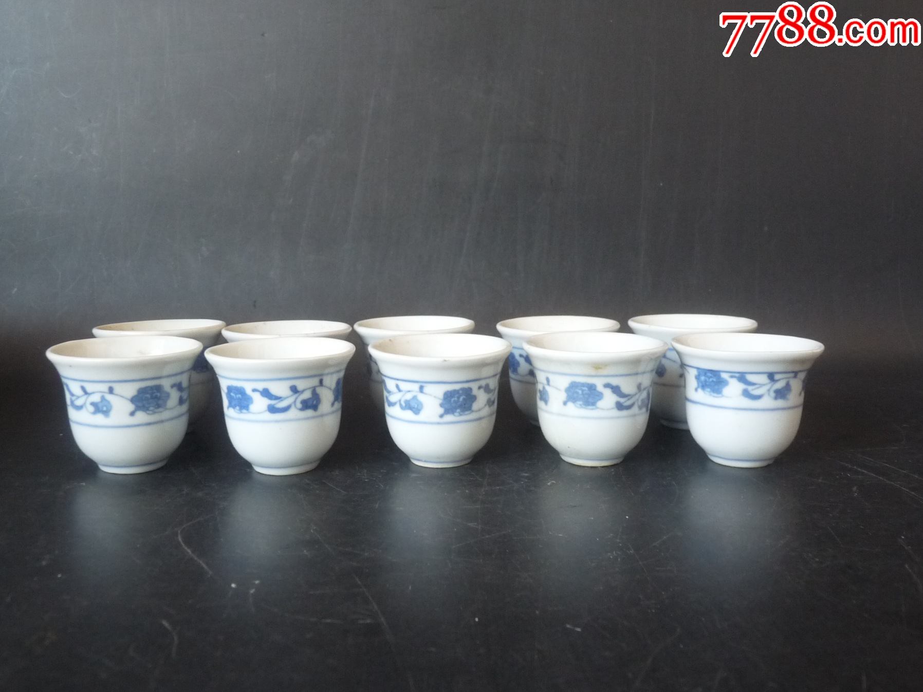 景德镇白地青花小酒杯10个-价格:80元-se86623896-青花瓷-零售-7788小