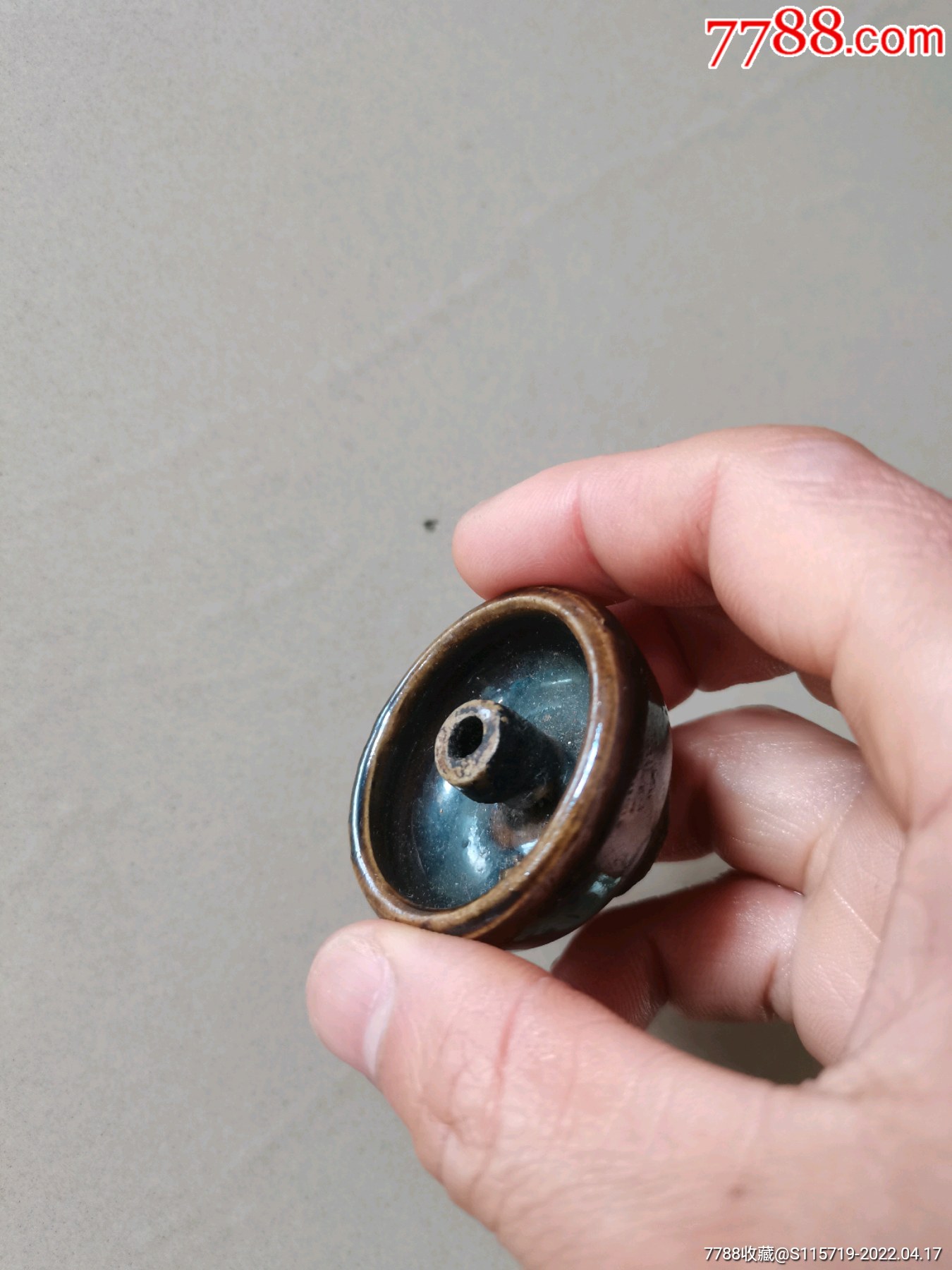 香插油灯紫金釉磁州窑