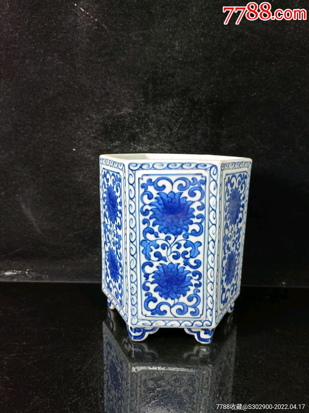 青花缠枝莲花笔筒-价格:1200元-se86582839-青花瓷-零售-7788收藏