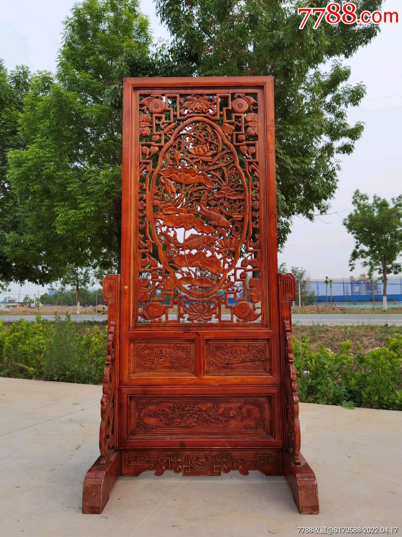 解放时期大户人家用的香樟木屏风一套双面工做工保存完好纯手工雕刻