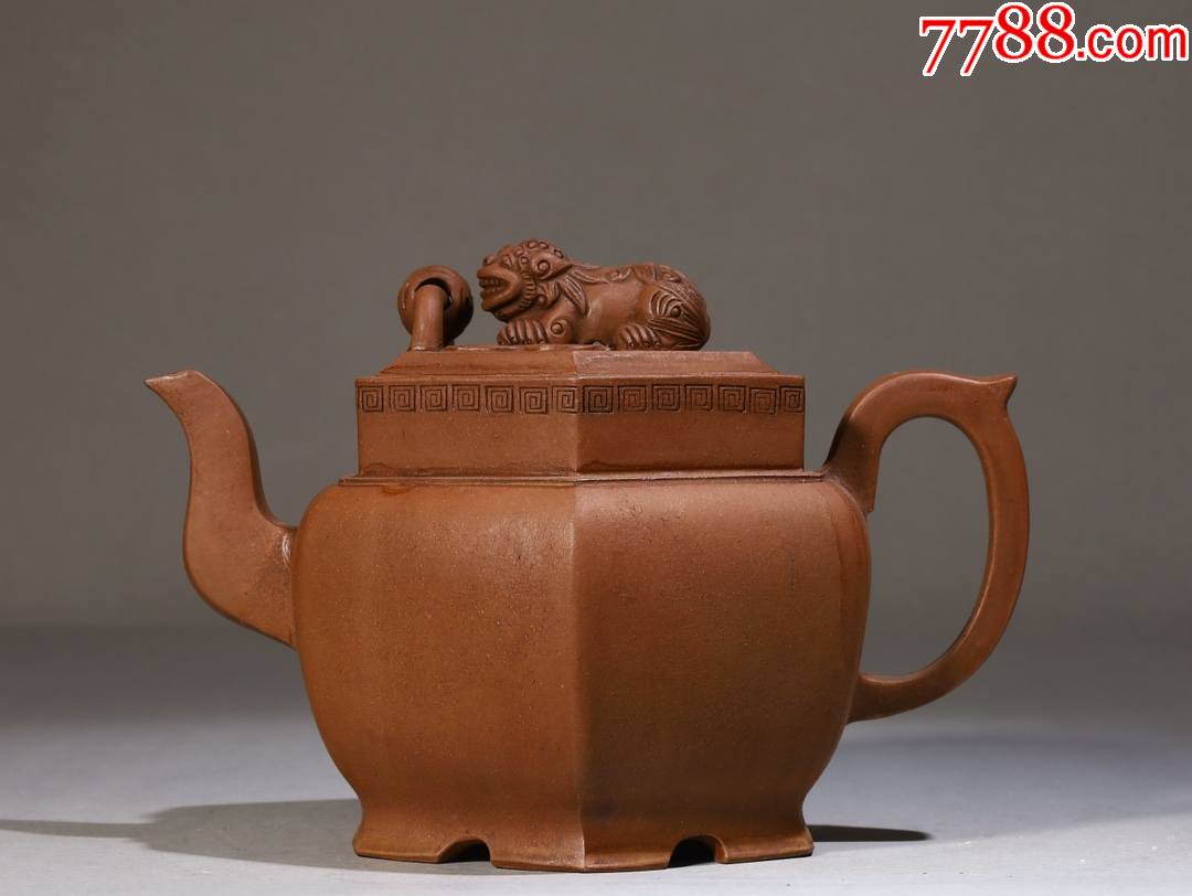 狮子滚绣球六方紫砂壶