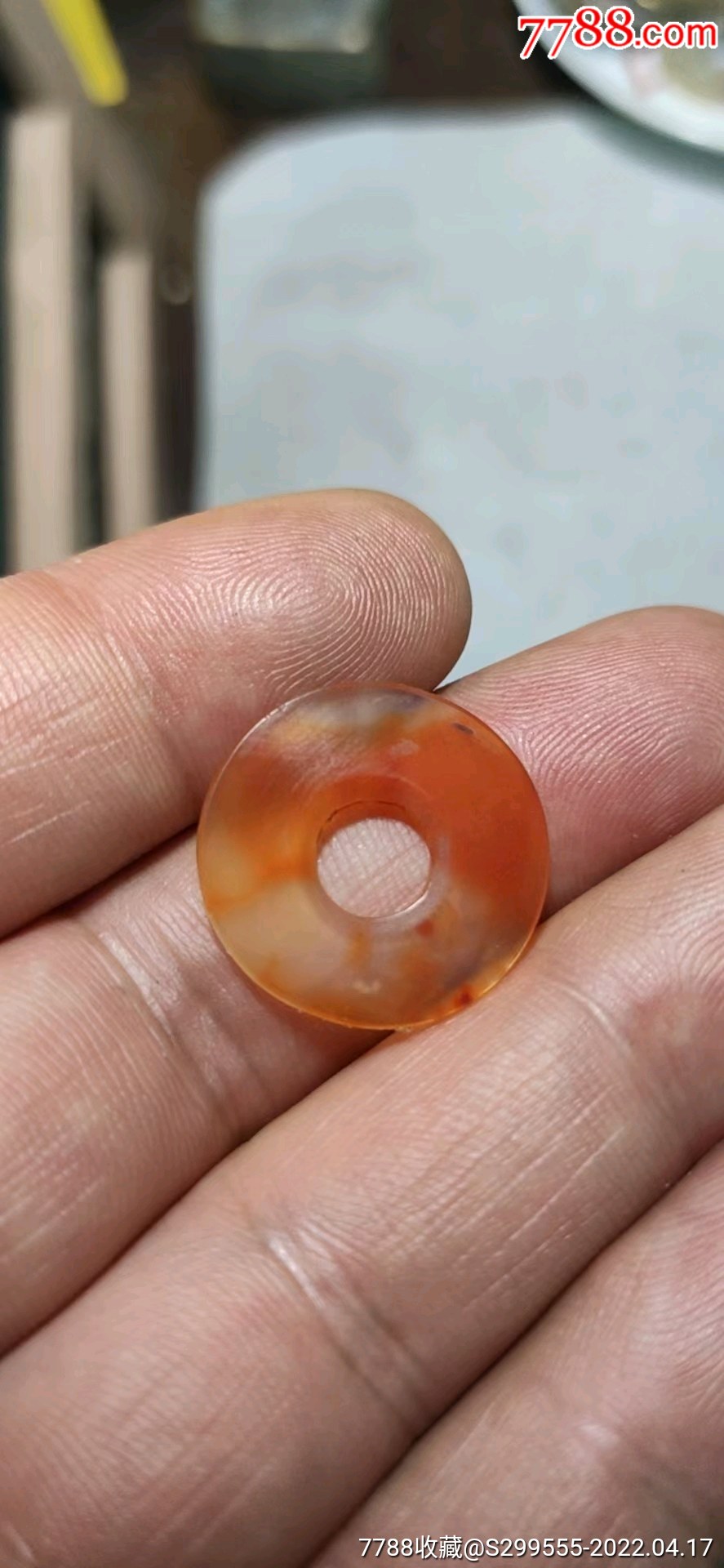 清代老玛瑙平安扣如图完整漂亮214163135