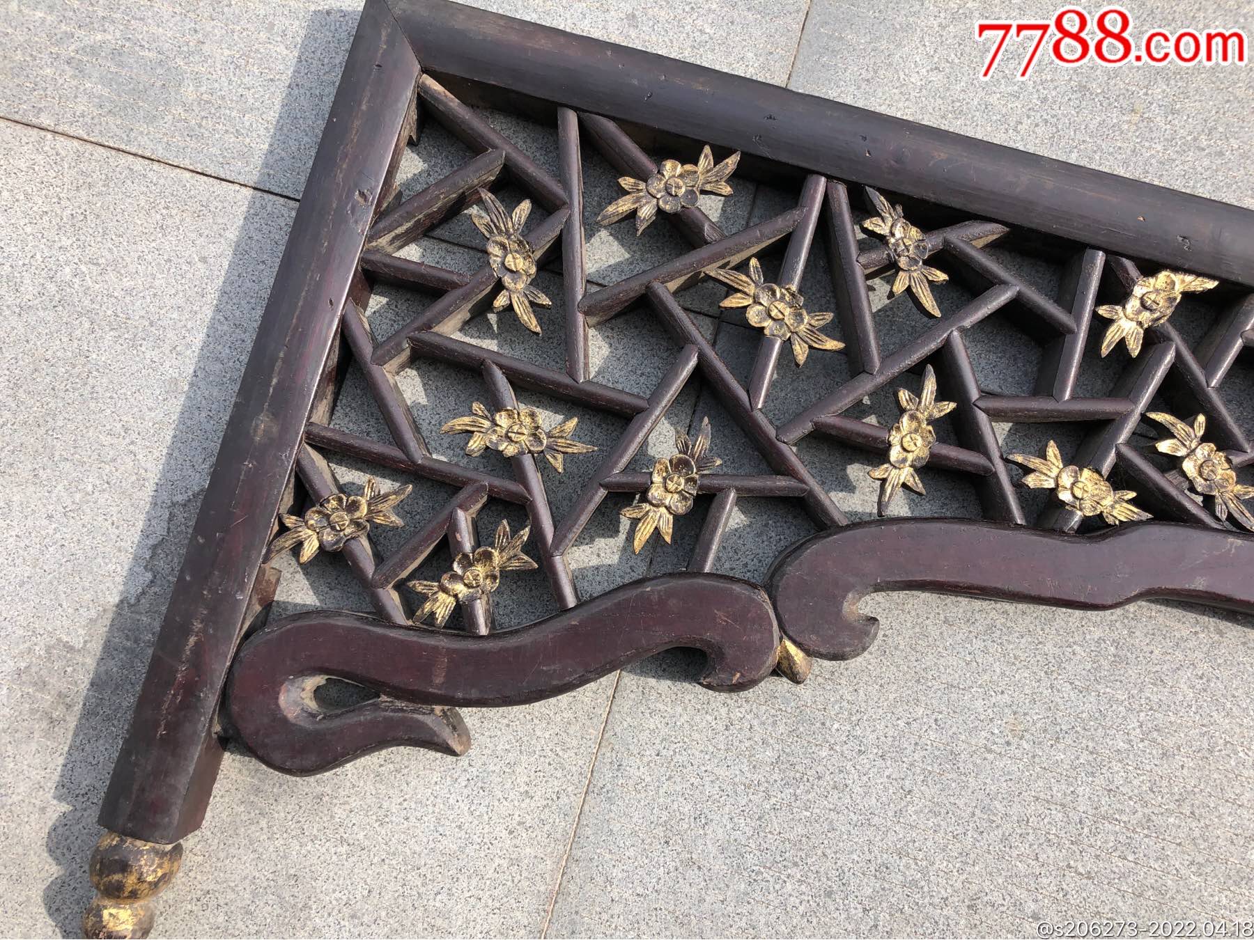 清代老木雕冰裂榫卯挂件花窗挂落