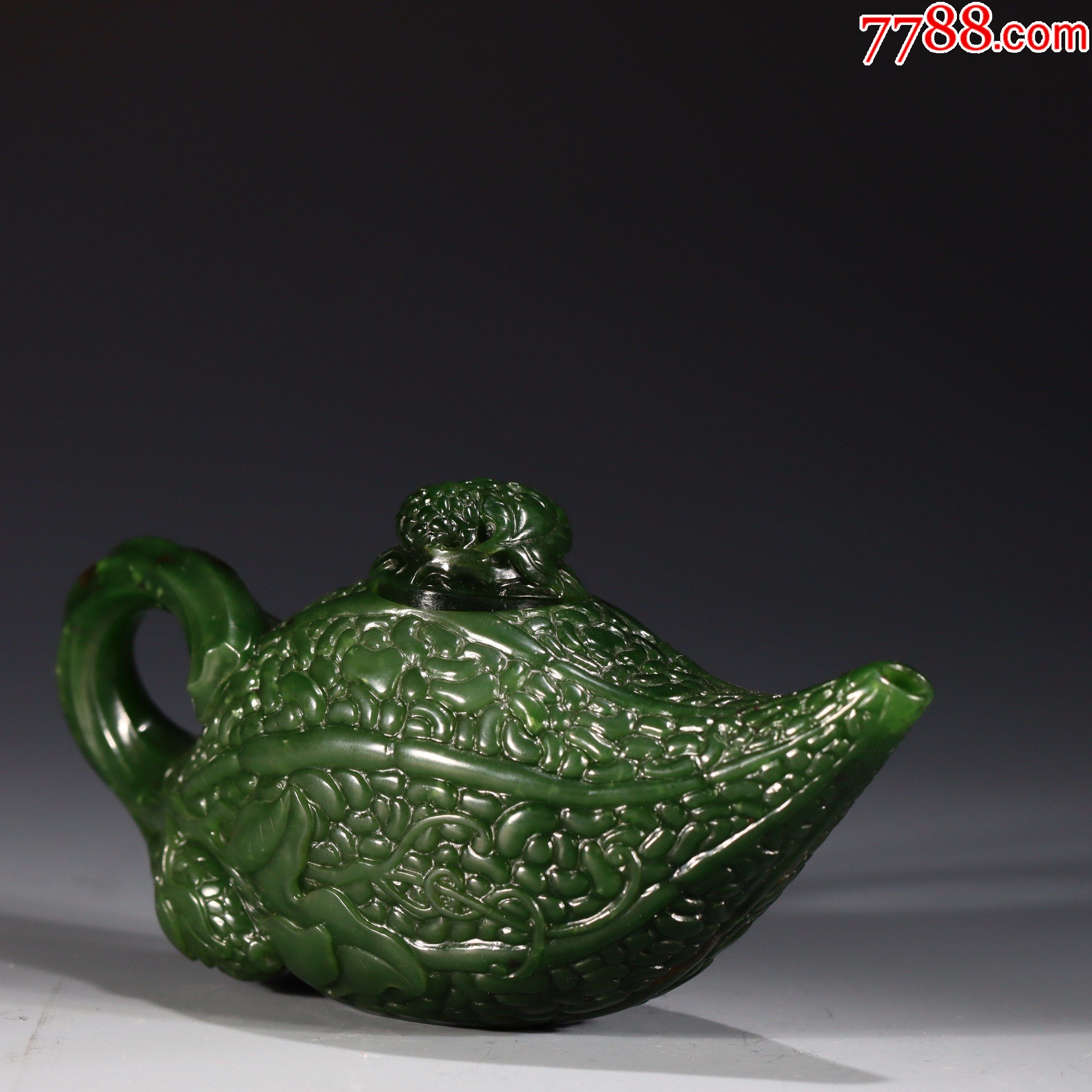 和田玉碧玉荔枝茶壶aa91s240f-价格:72000元-se86590083-和田玉-零售