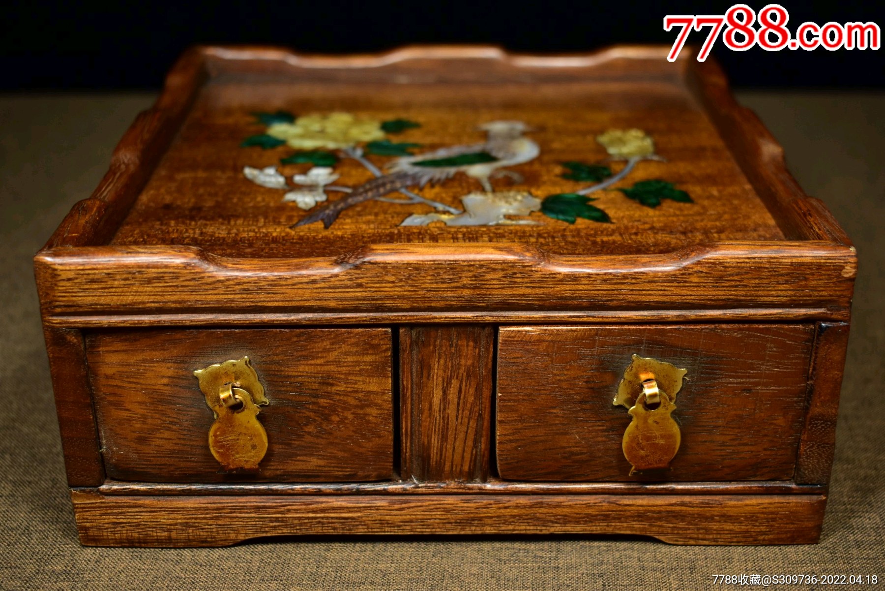 草花梨镶嵌螺钿花鸟茶桌-价格:258元-se86594674-木桌/几/案-零售