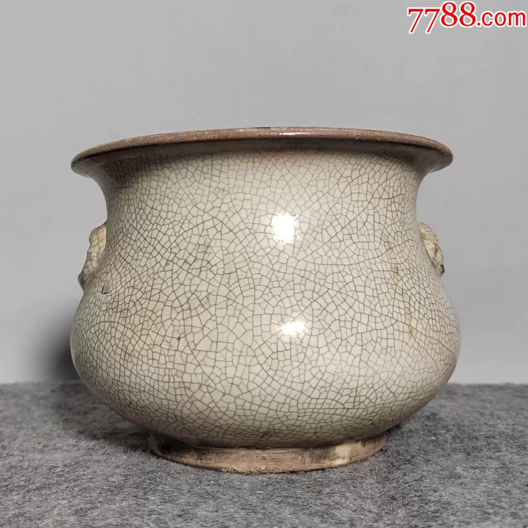 清代白釉开片瓷香炉_价格2200元【信德古玩堂】_第1张_7788商城__七七