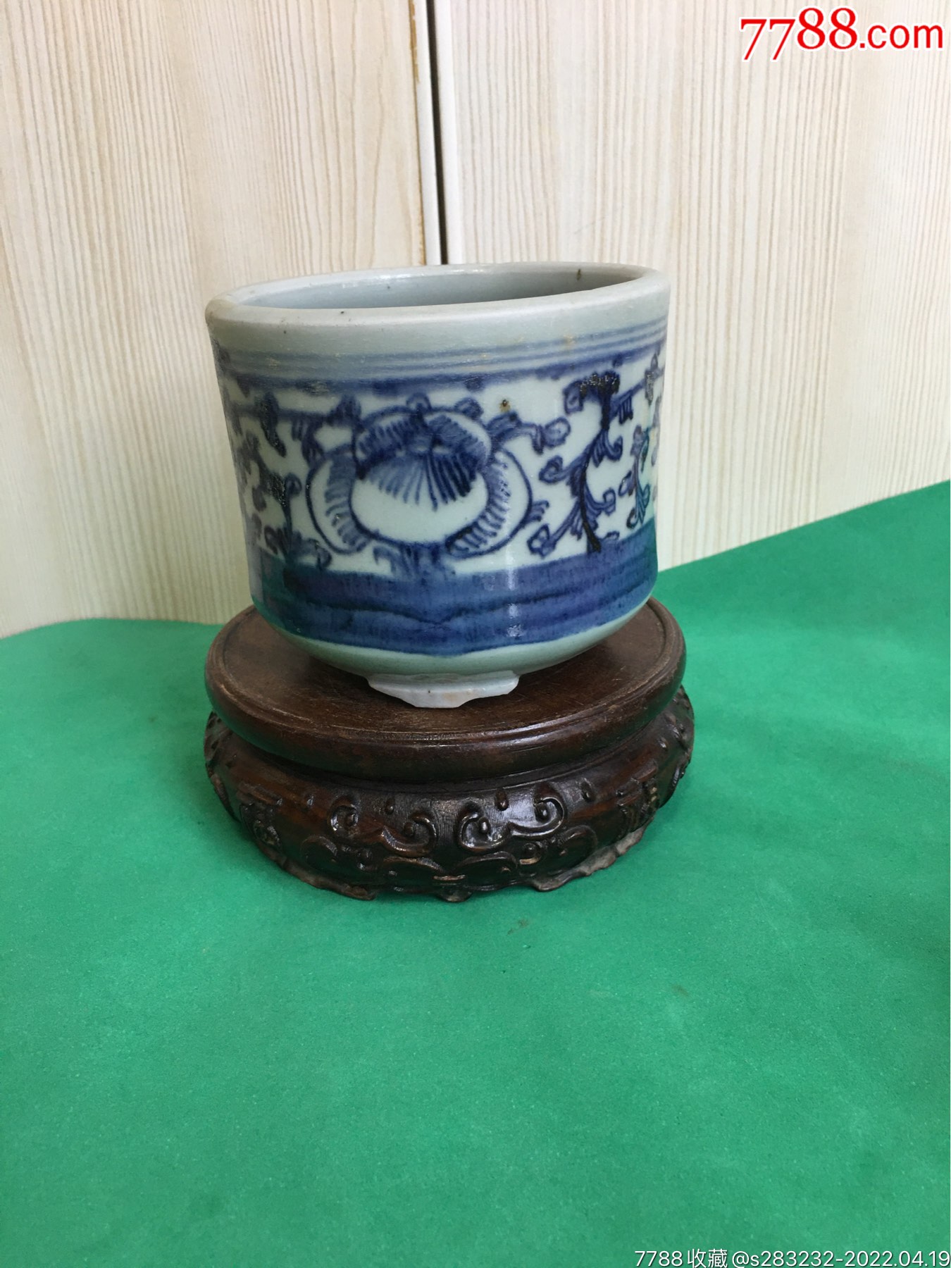 清代青花缠枝花卉三足炉-价格:777元-se86611635-青花瓷-零售-7788