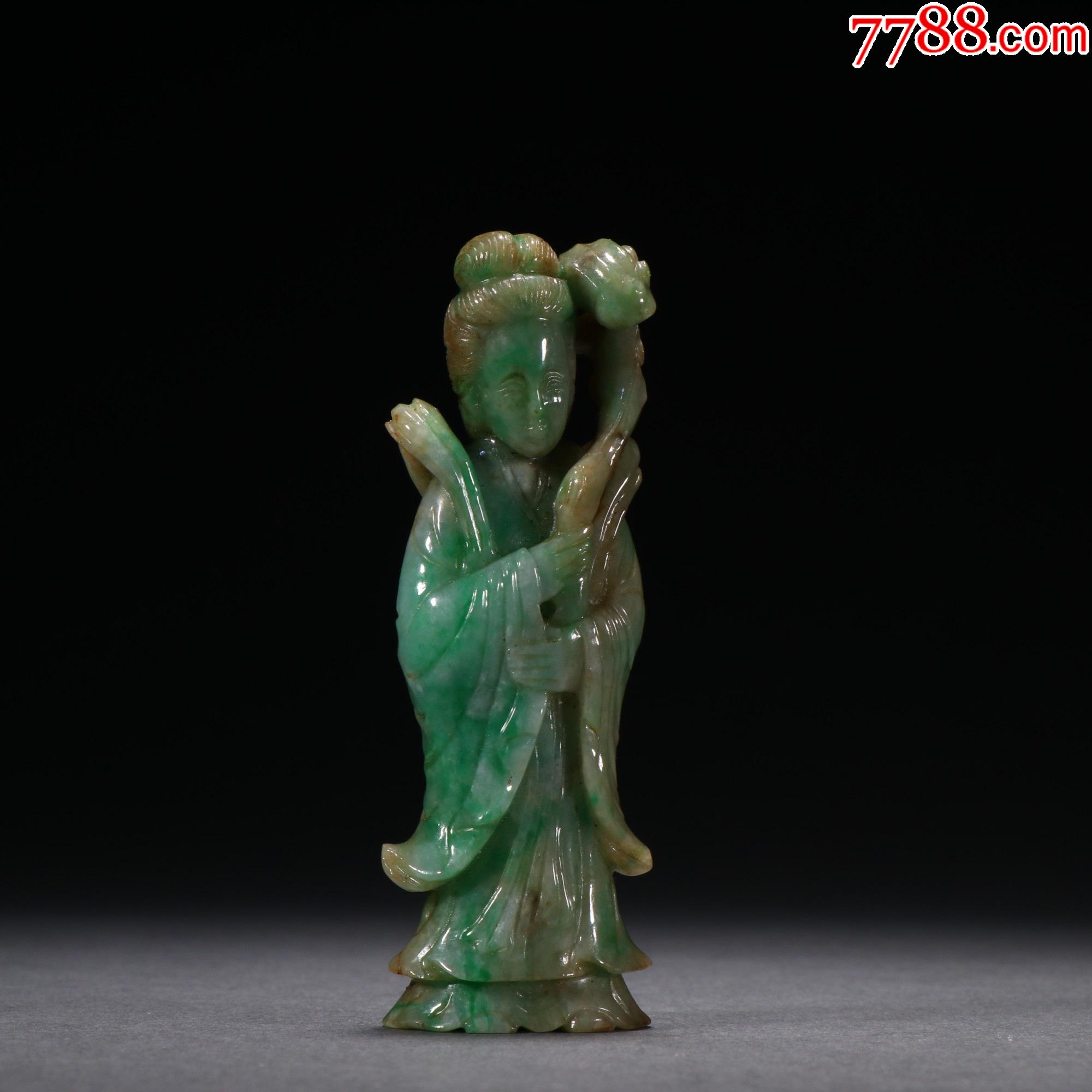 清老翡翠麻姑献寿摆件
