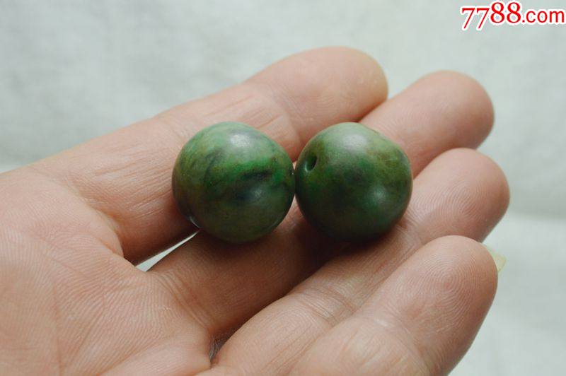 清代民国翡翠飘绿老三通老隔珠三通老珠子_价格800元【一分利老店】