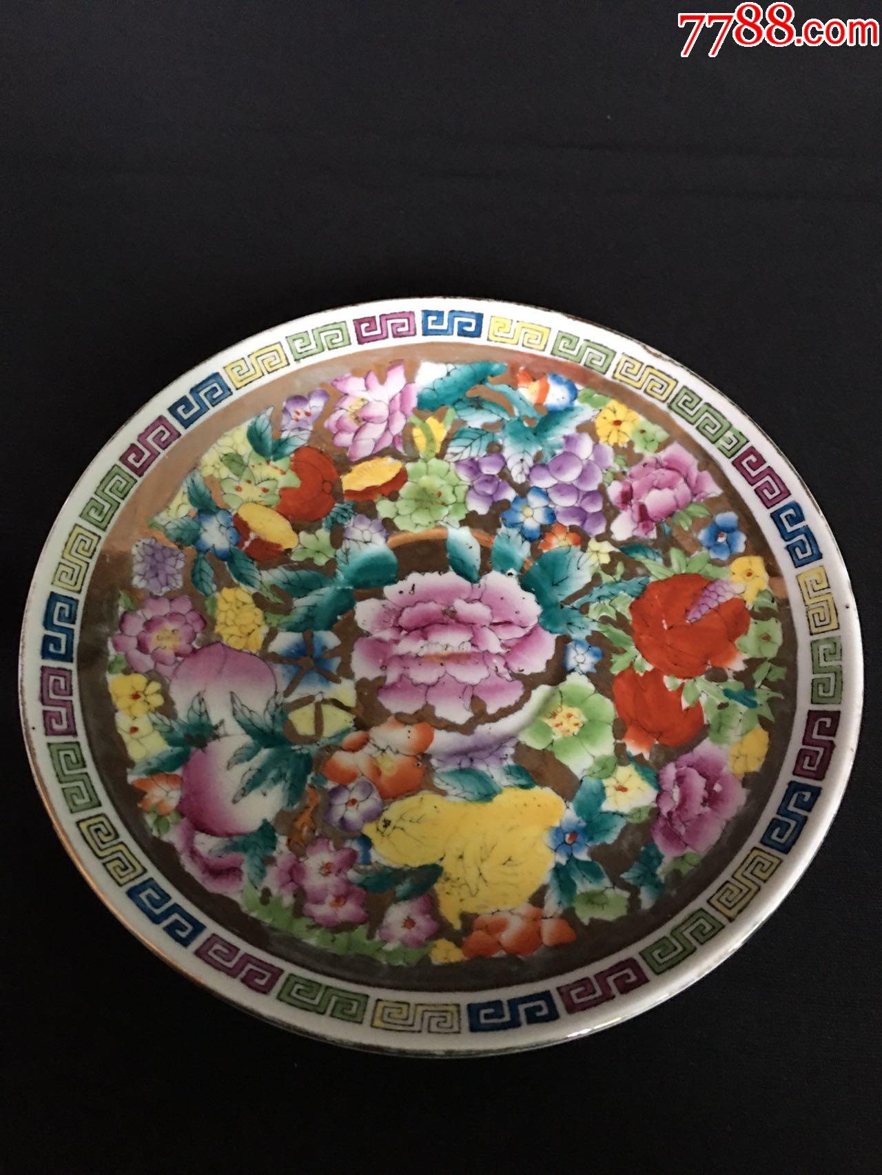 中国潮州窑描24k金粉彩碟_彩绘瓷/彩瓷_第1张_7788瓷器