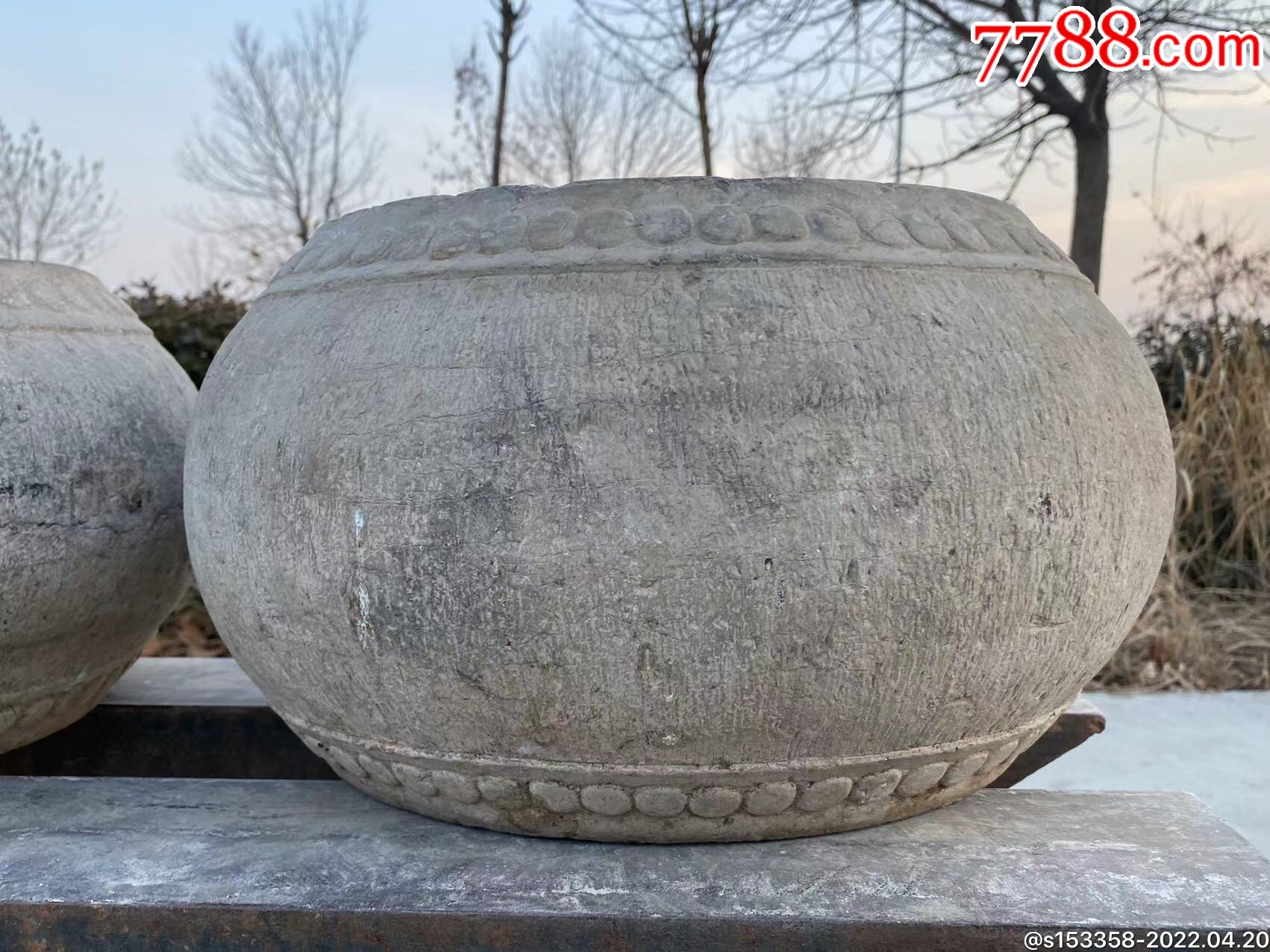 明代青石圆鼓一对,-价格:3800元-se86629646-石鼓/石墩-零售-7788老