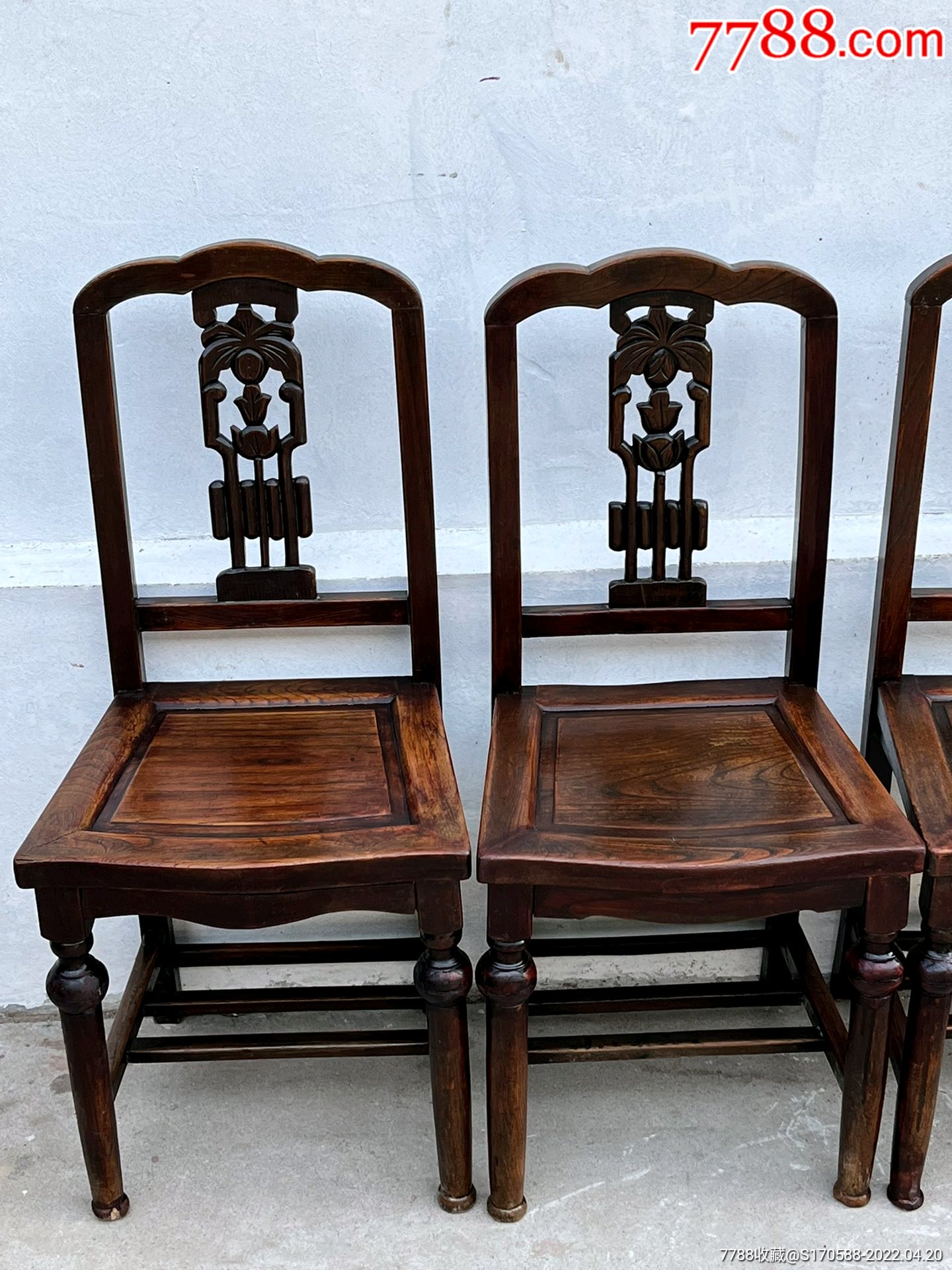 民国血榉木海派洋椅子四个保存完整独块面板山水纹清晰养眼后背手工