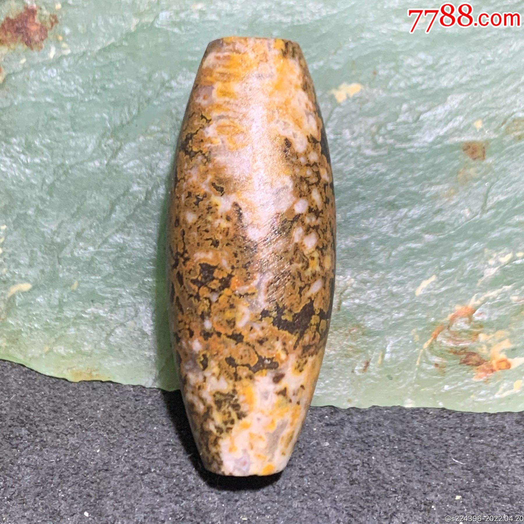 精美天然罕见鱼籽纹九眼页岩亚光天珠一颗