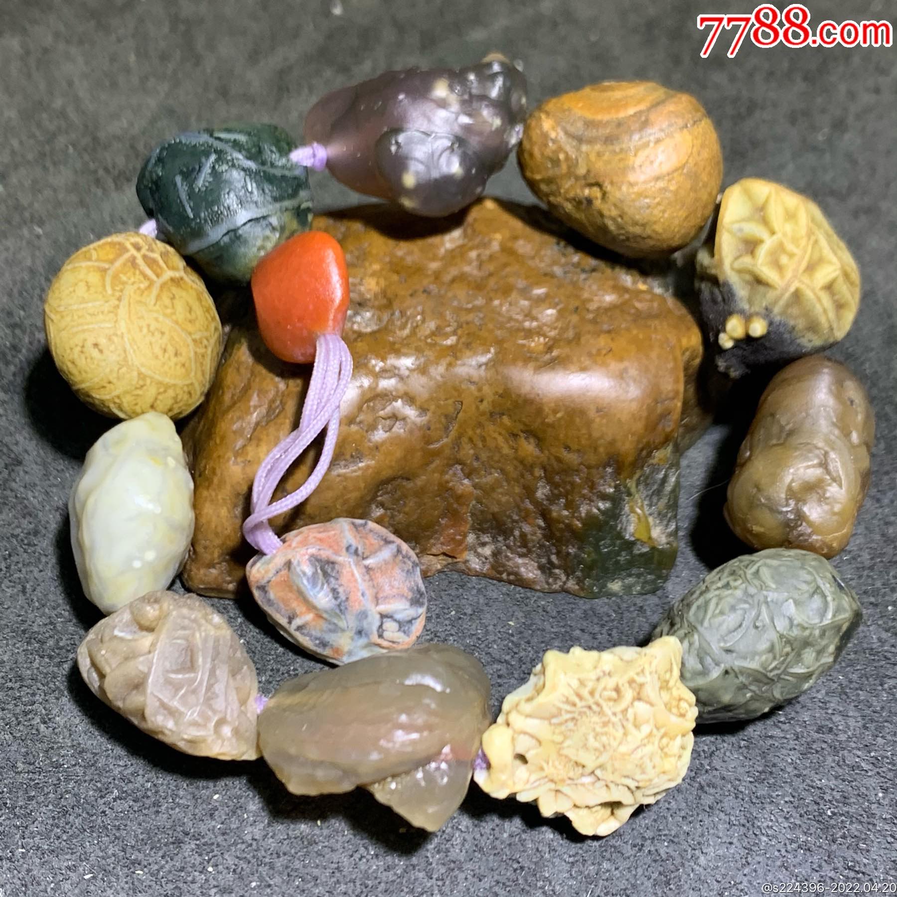 精美阿拉善多宝筋脉玛瑙原石手串一条