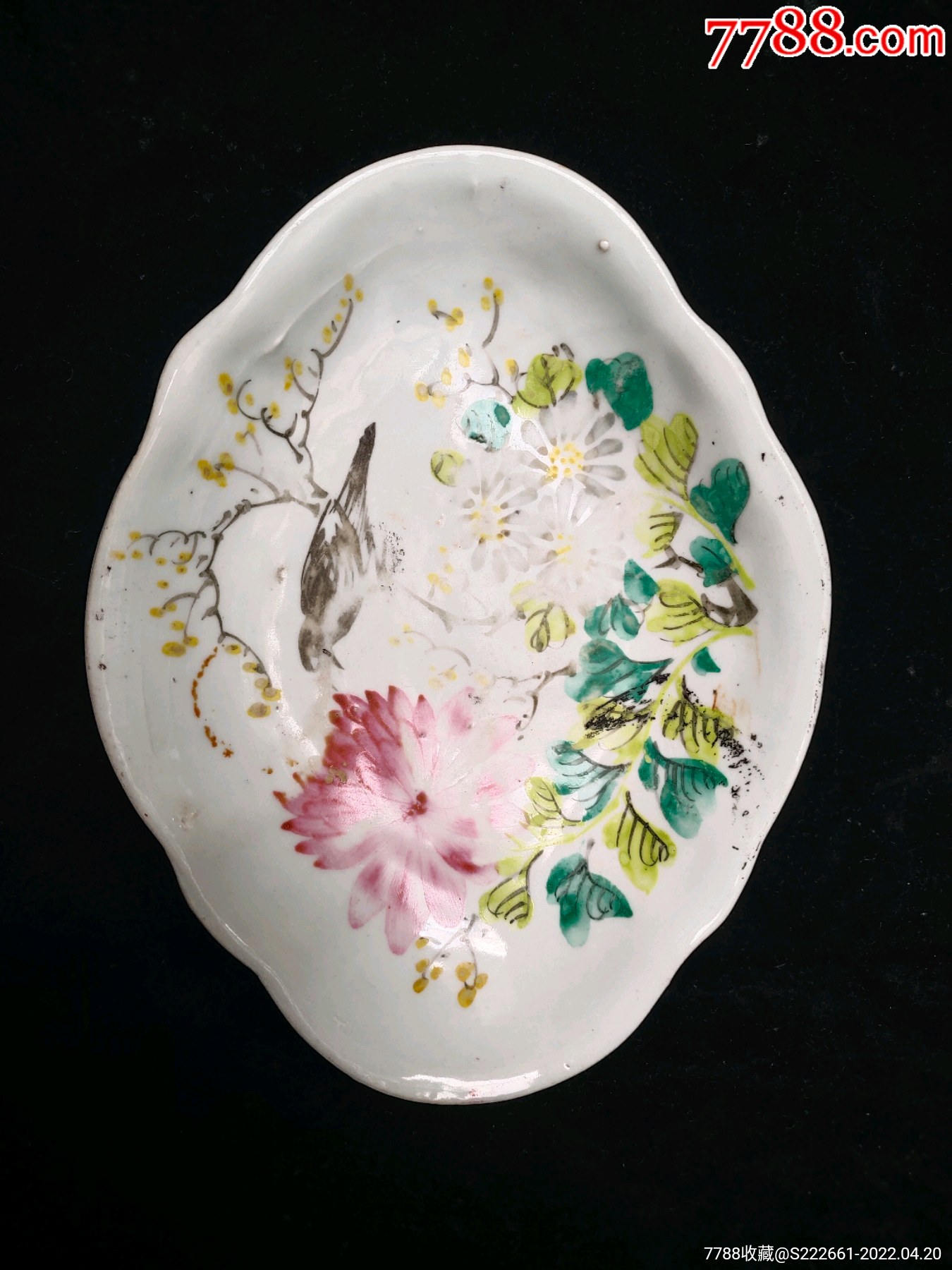 民国粉彩花鸟纹挂盘