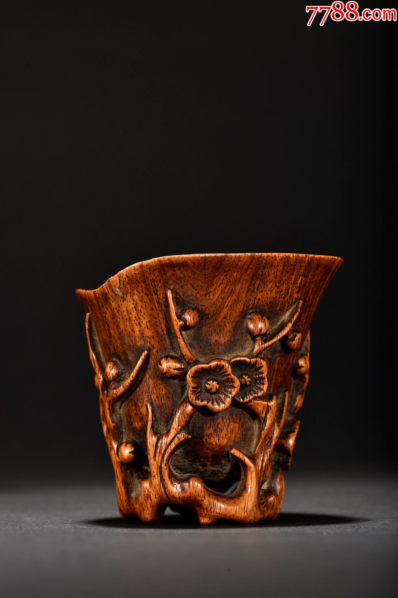 沉香梅花纹杯.-其他根雕/木雕-7788商城__七七八八商品交易平台(7788.
