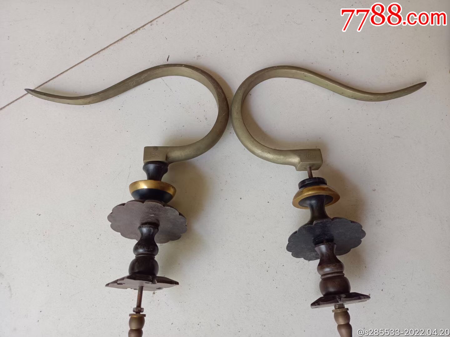 老孟紫檀老鸟笼钩子一对