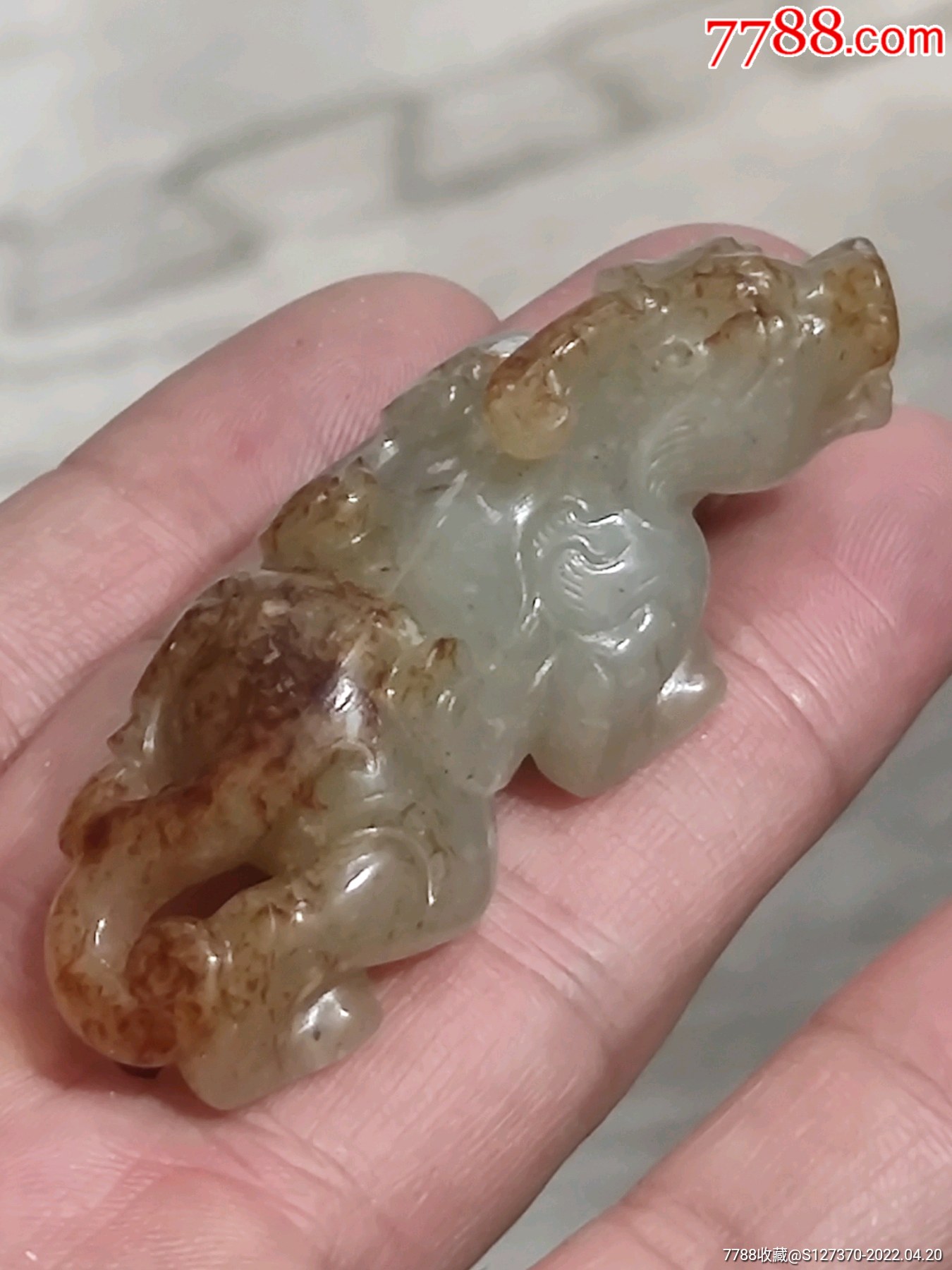 旧藏高古和田玉籽料瑞兽一口价品相完美无缺玉质细腻油润雕工精湛包浆