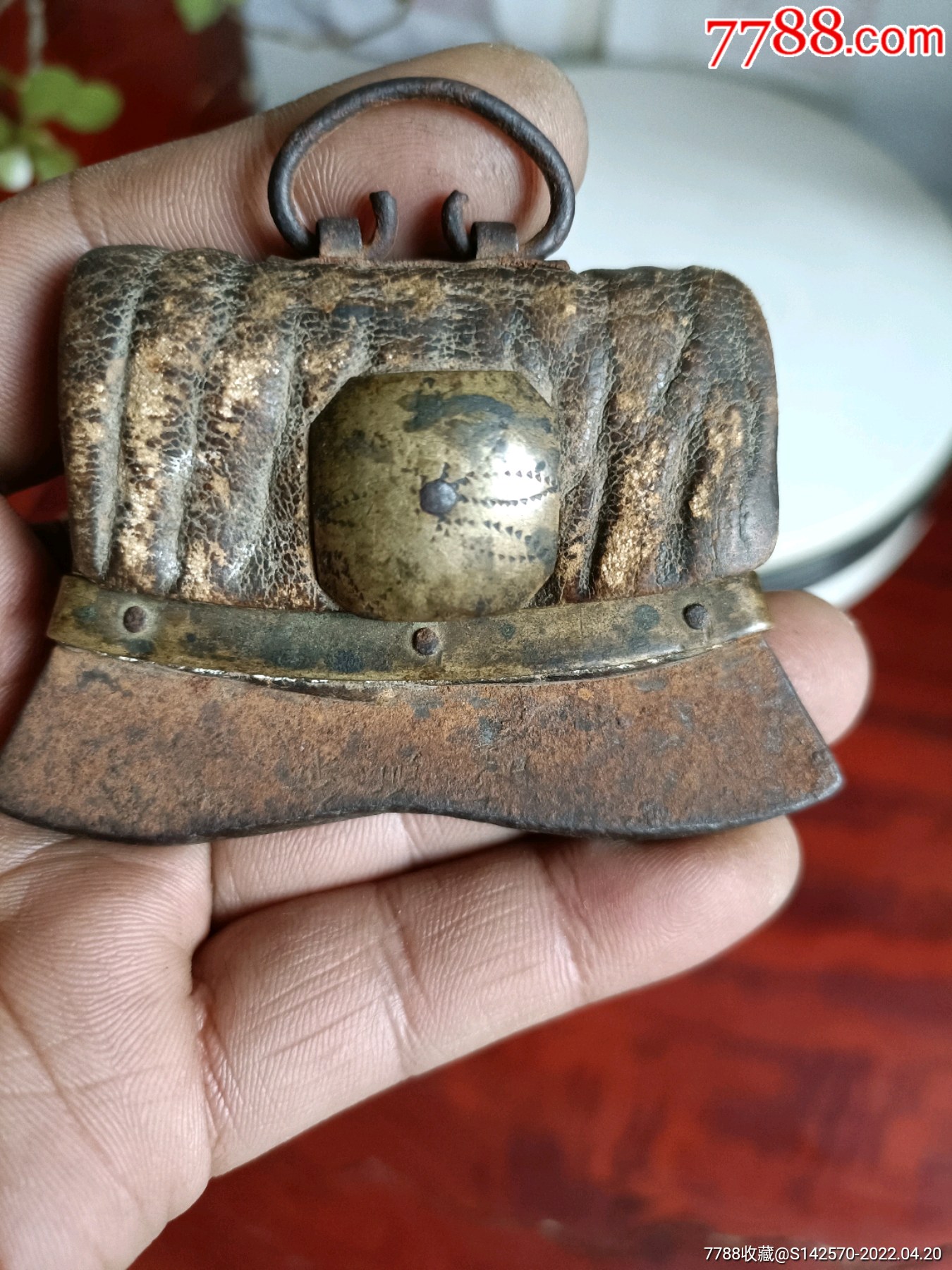 清代皮制黄铜火镰完整保老保真