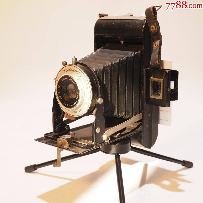 1946年美国古董柯达kodak布朗尼口袋皮腔折叠相机620胶卷相机怀旧