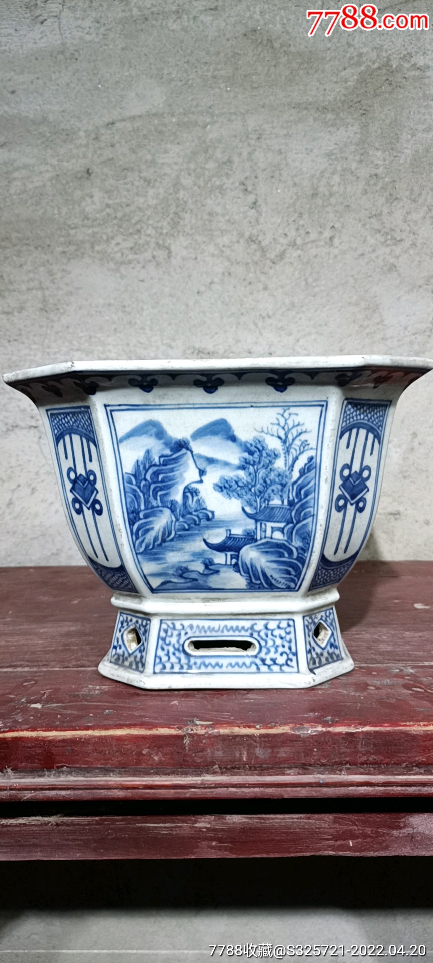 青花山水大花盆-价格:680元-se86642321-青花瓷-零售-7788漫画原稿