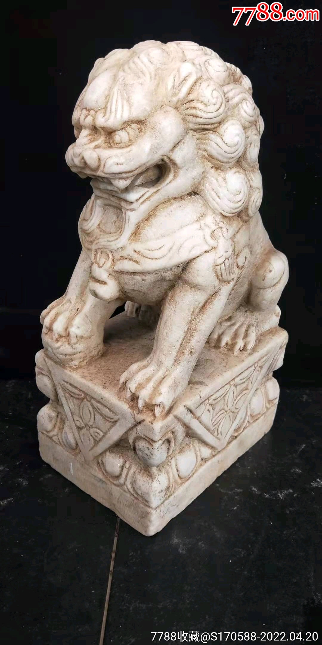 汉白玉案头狮精品汉白玉狮子一对,可置案头摆放复古怀旧收藏_石狮/石