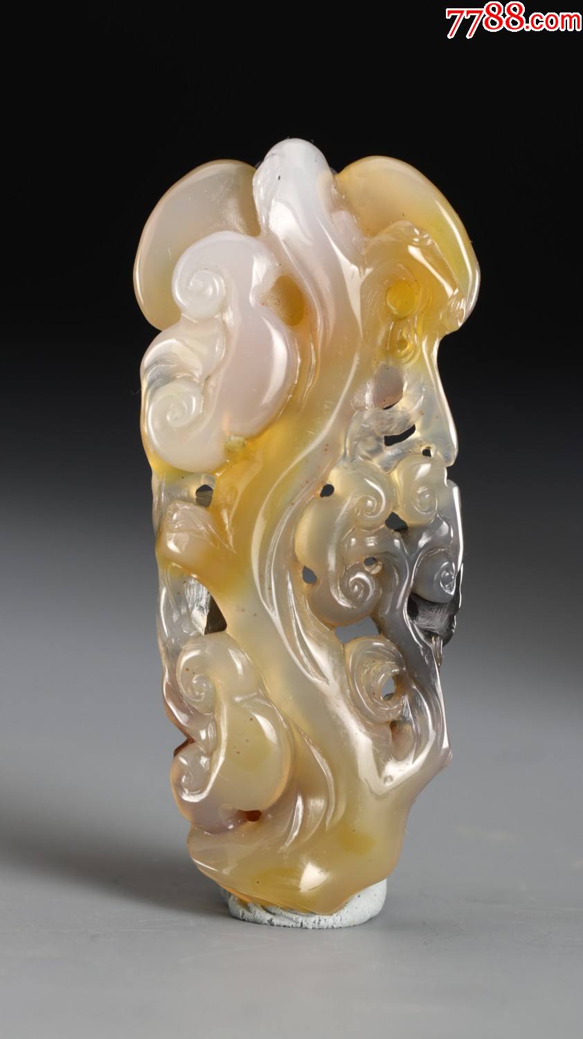 玛瑙俏色雕灵芝如意把_第2张_7788工艺品