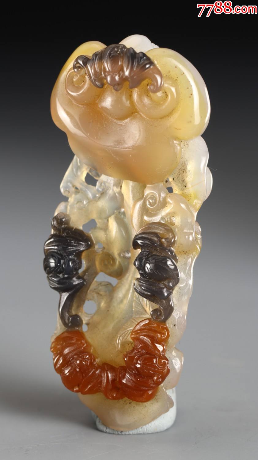 玛瑙俏色雕灵芝如意把_第8张_7788工艺品