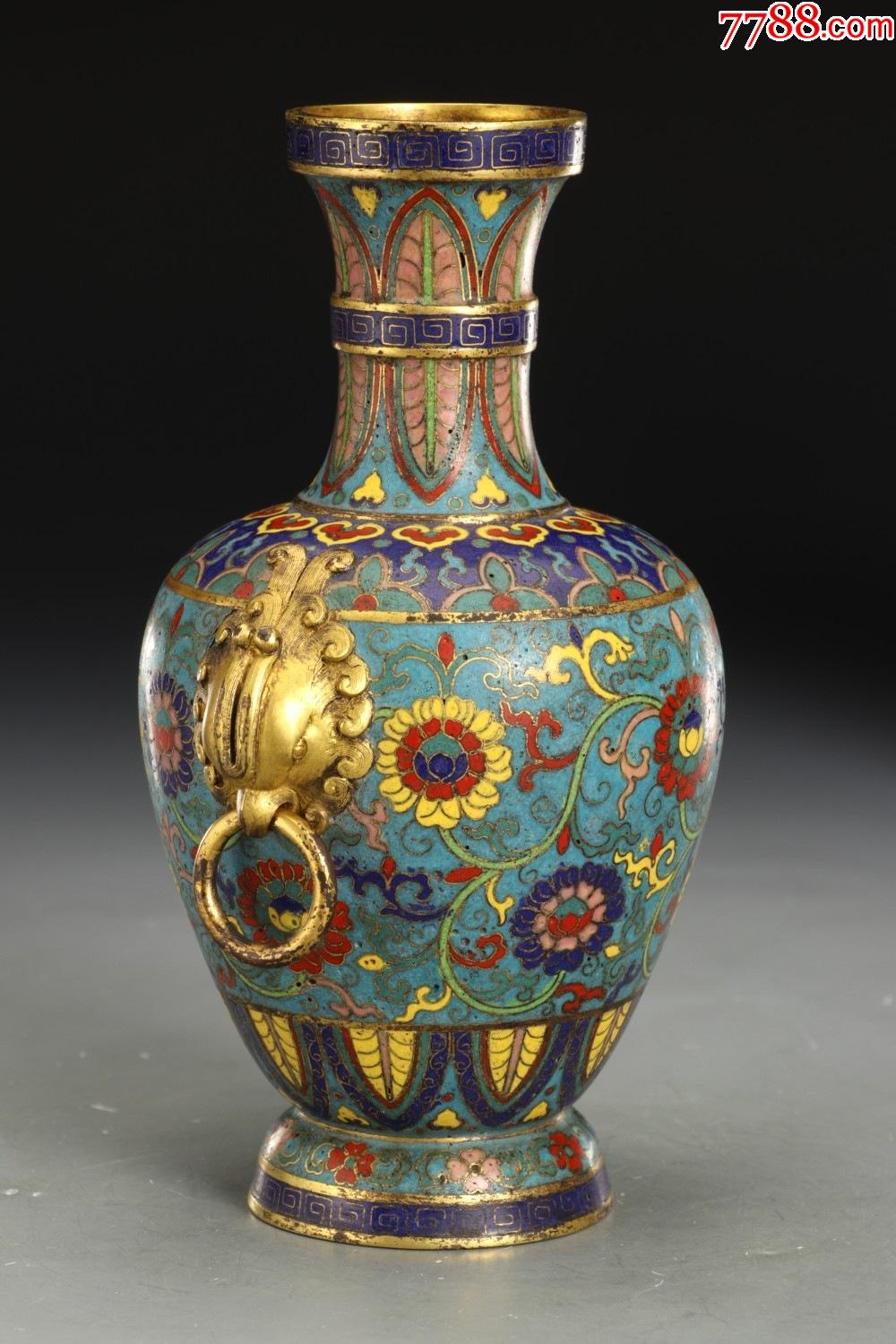 掐丝珐琅花卉纹双耳瓶