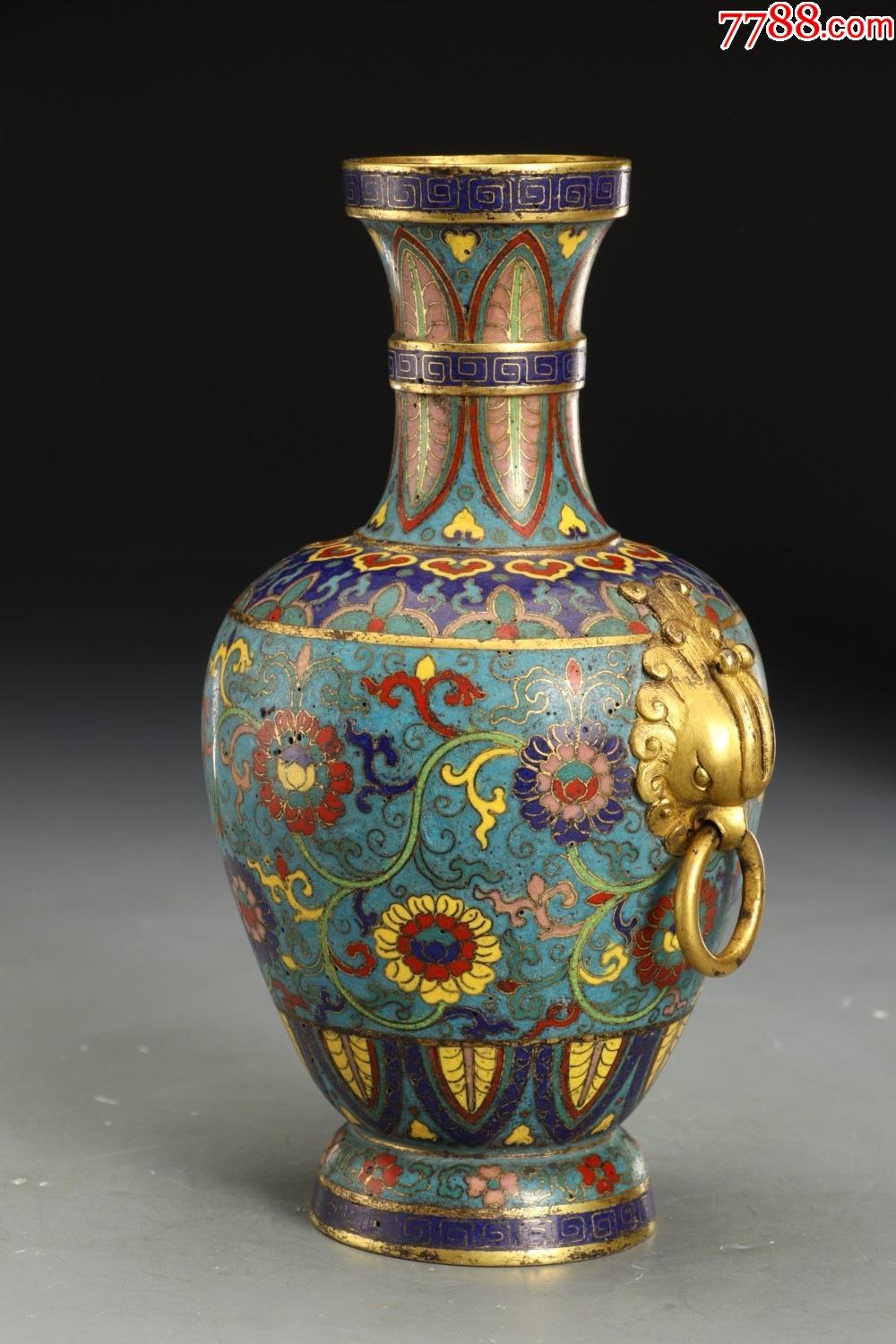 掐丝珐琅花卉纹双耳瓶