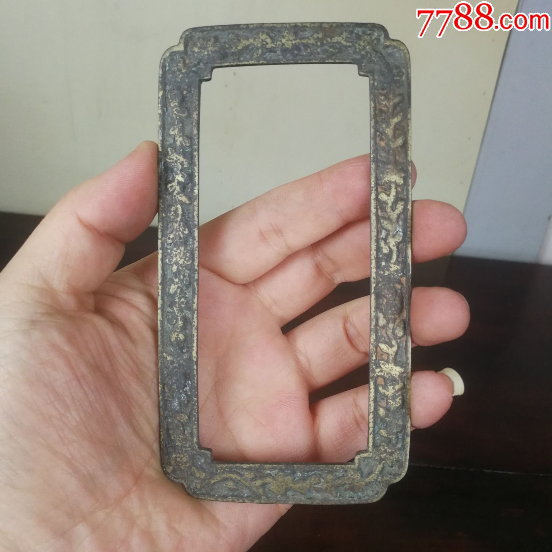 文房铜镇纸刻花铜仿圈