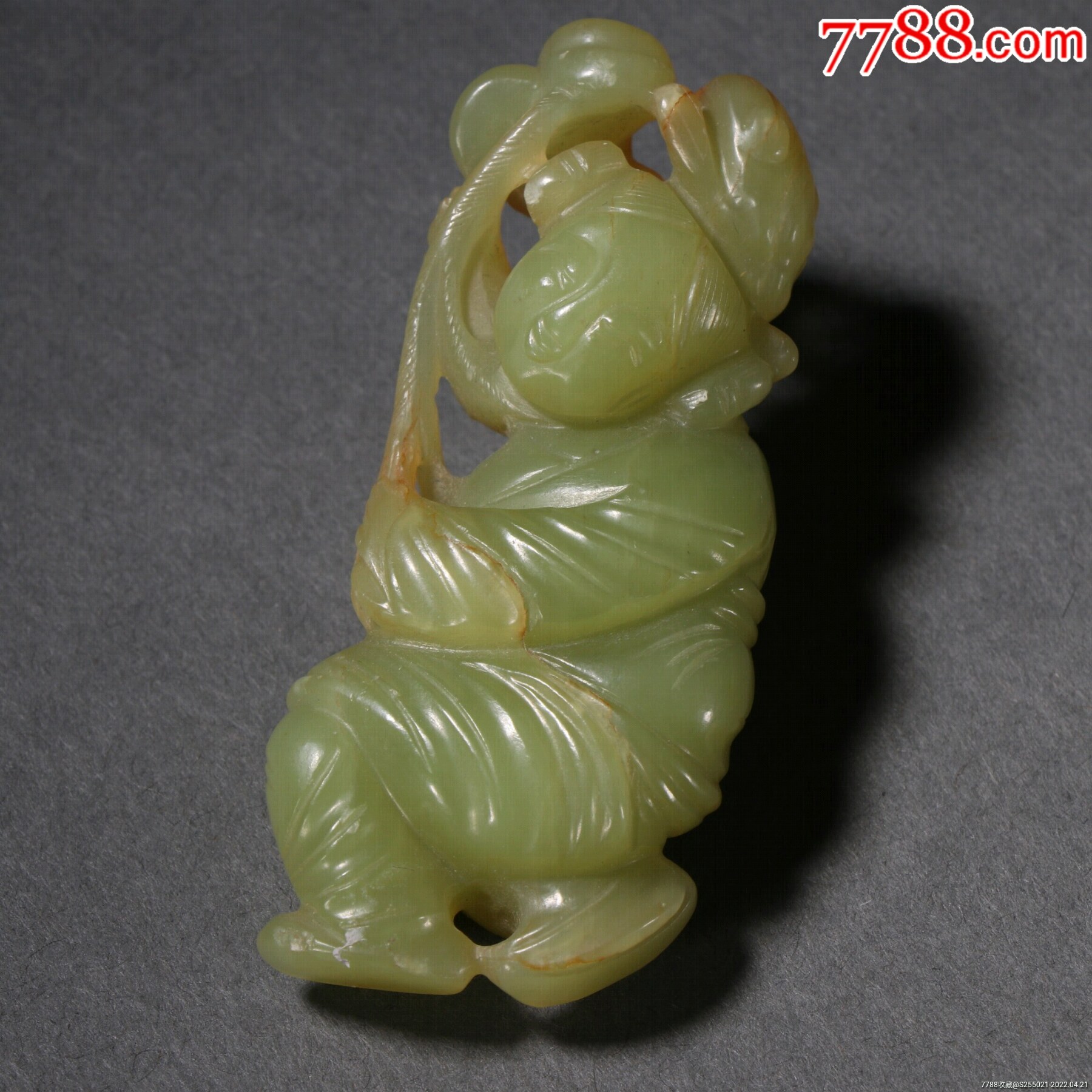 和田黄玉招财童子摆件a21s55f