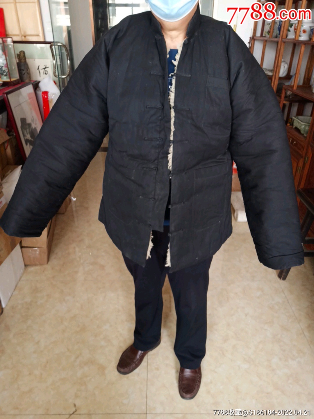 黑棉布对门盘扣皮毛衣服￥809品99一件白色短袖大襟偏襟上衣￥809品