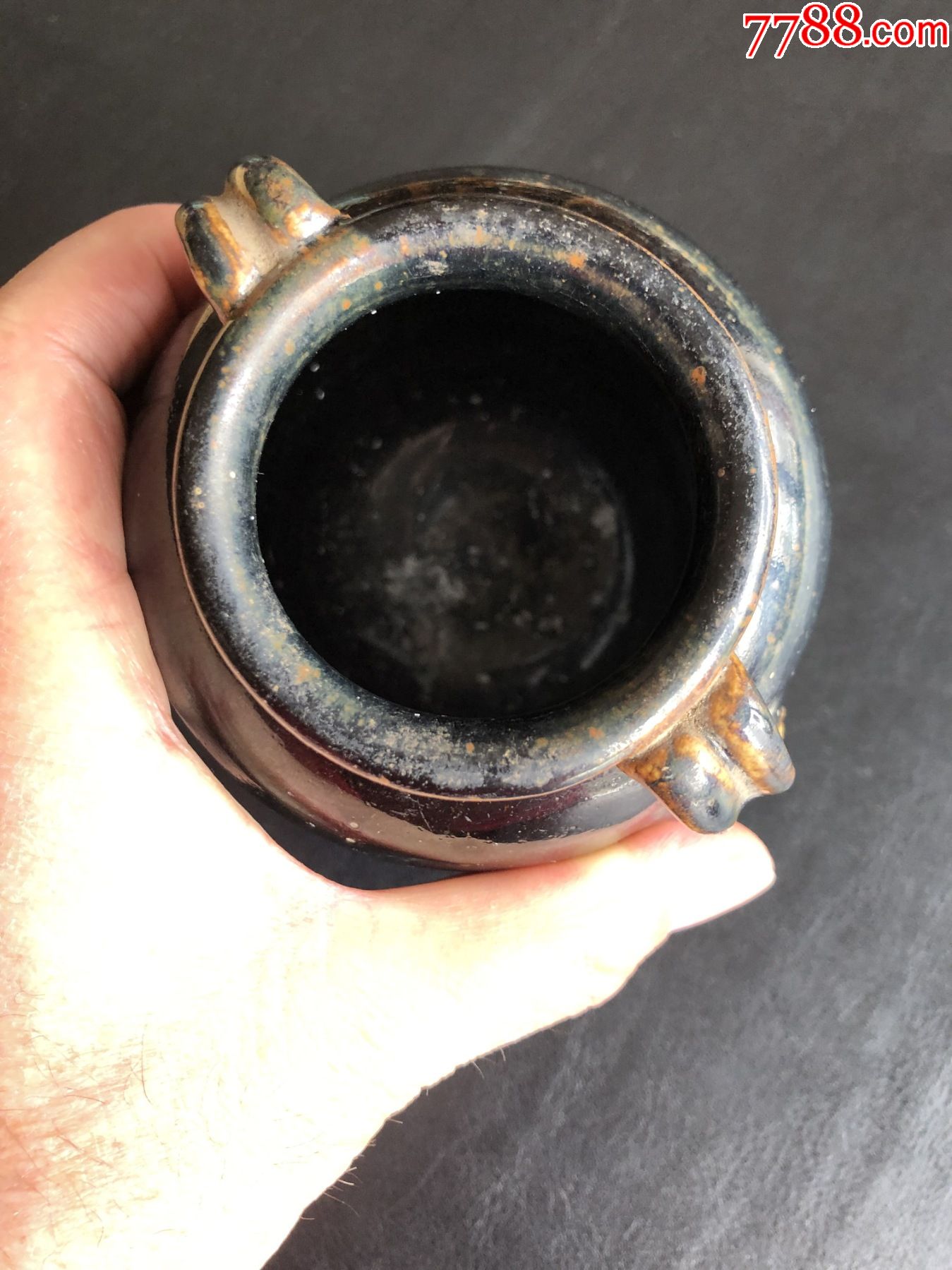 明代黑釉双系罐