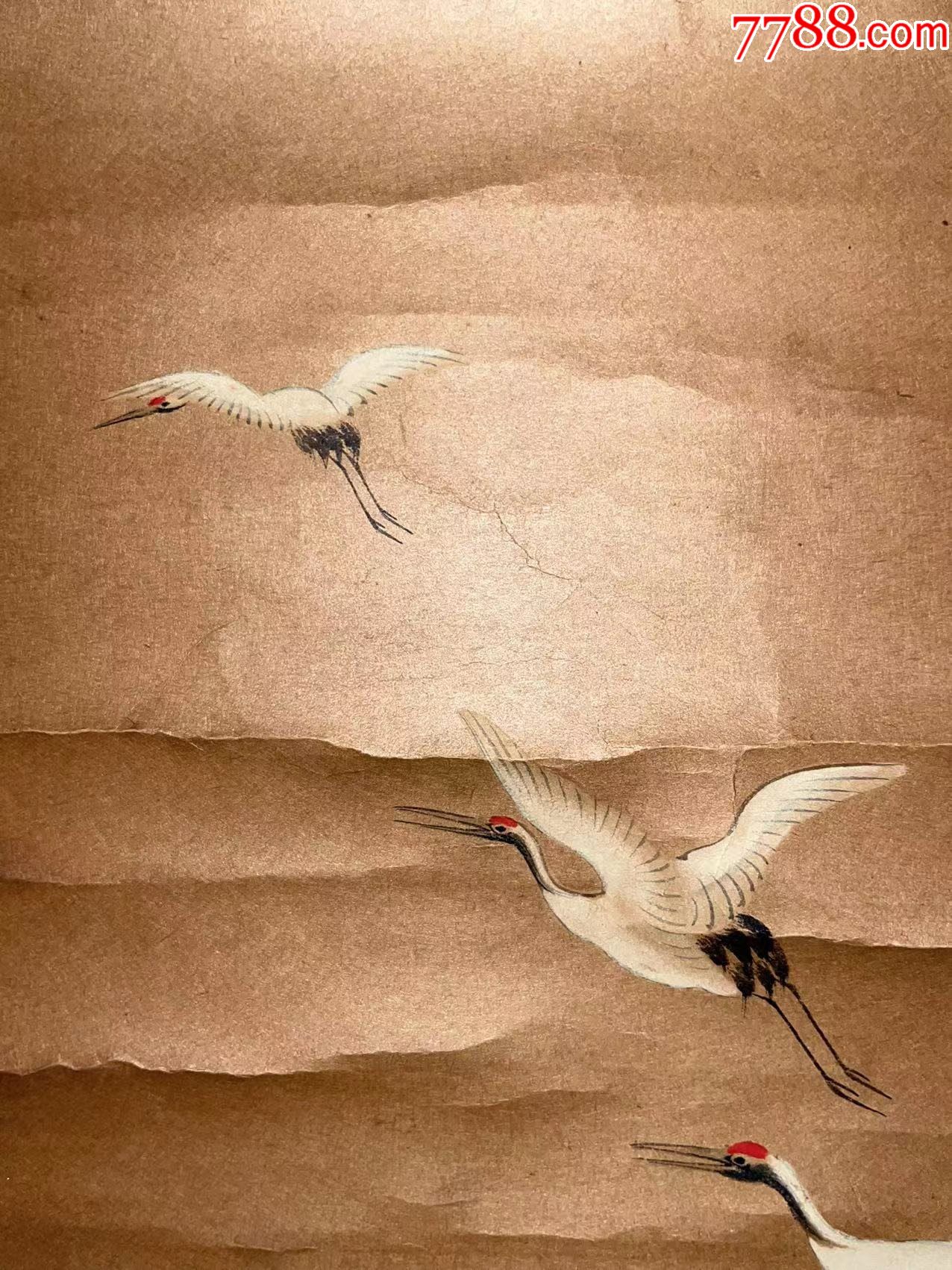 日本回流老字画纸本民国雪山飞鹤5051中古老书画书房_山水国画原作_第