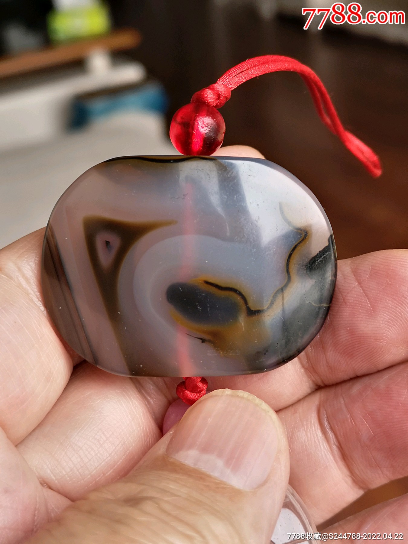 云鹤图案影子玛瑙背云