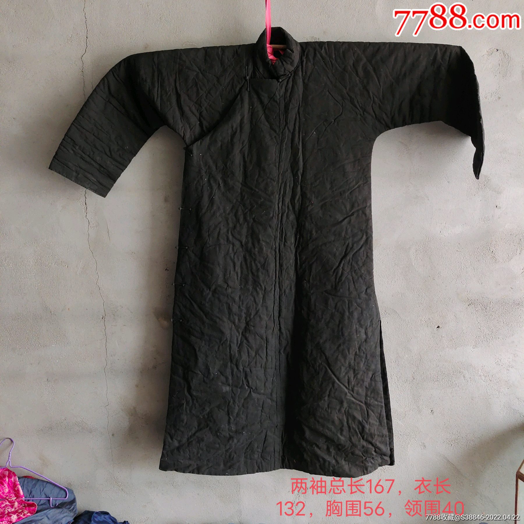 民国时期黑色棉布大褂棉袄马褂旧衣服