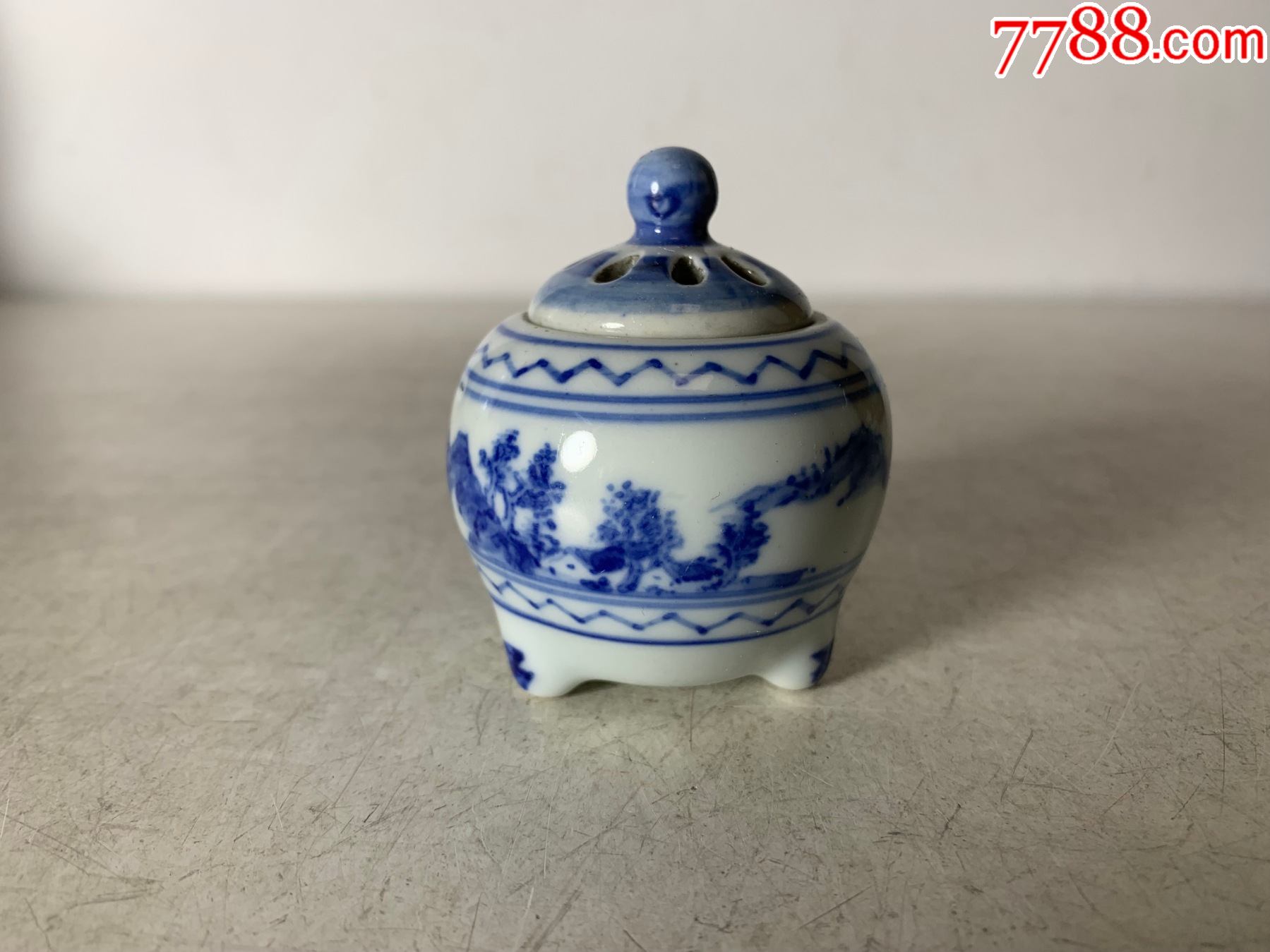 回流七八十年代青花山水小熏炉_价格180元【丁一晚清民国瓷杂店】_第1